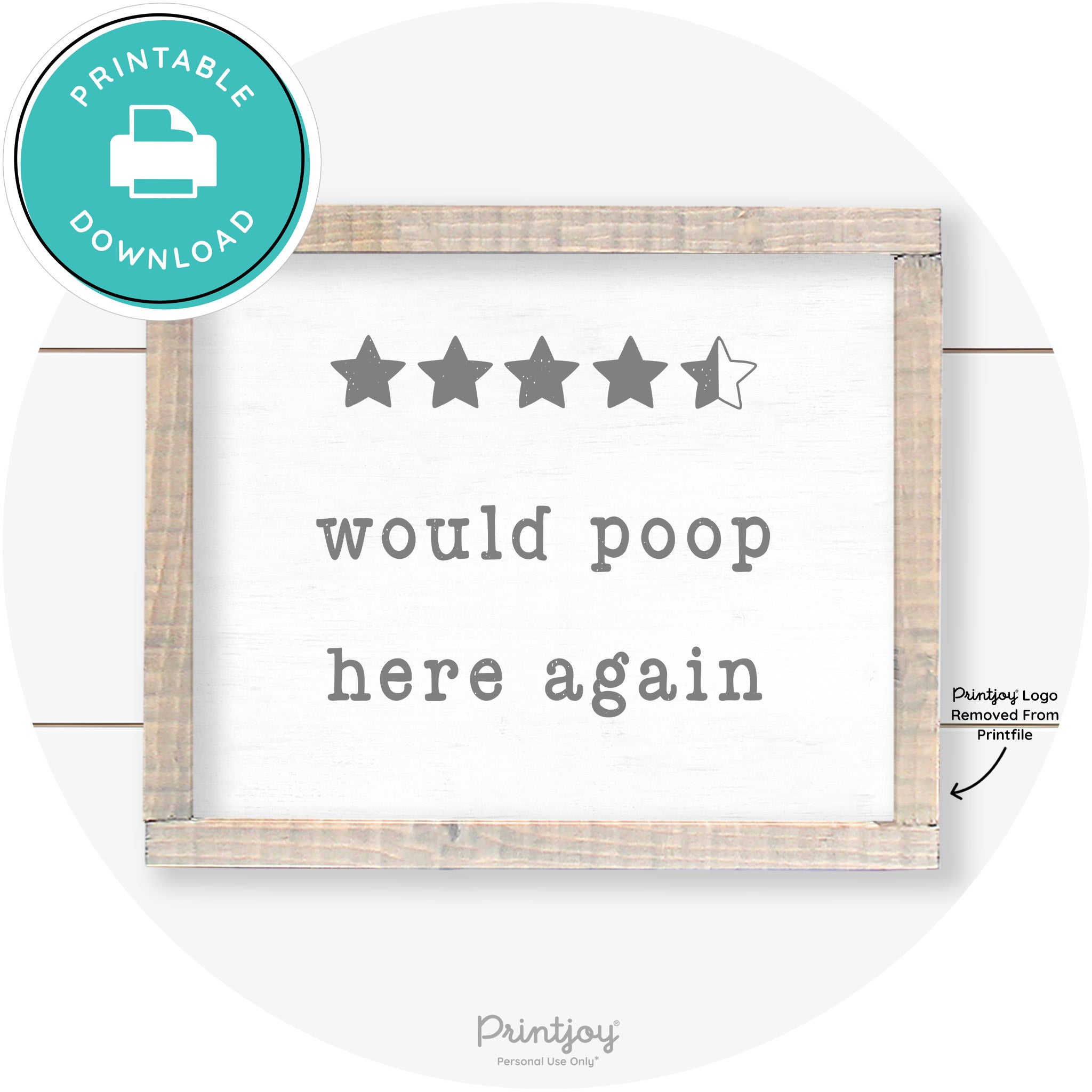 Would Poop Here Again Review Funny Farmhouse Art Free Printable - Printjoy