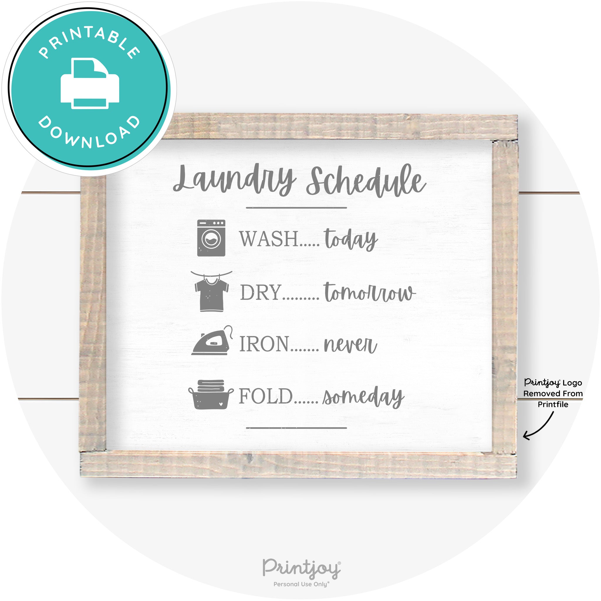 Laundry Schedule Funny Cute Farmhouse Wall Art Decor Free Printable - Printjoy