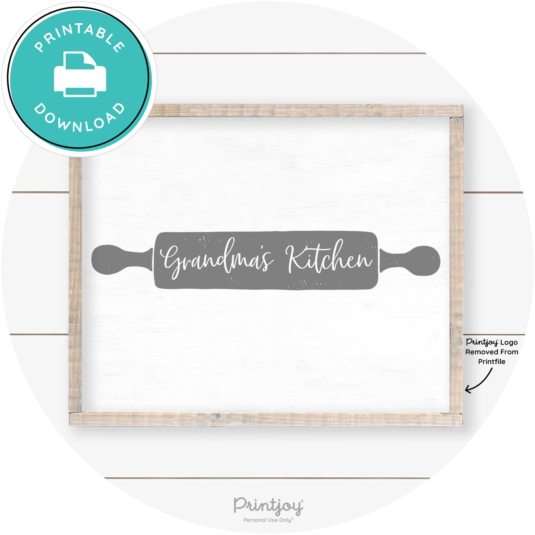 Grandma's Kitchen Rolling Pin Farmhouse Wall Art Free Printable - Printjoy