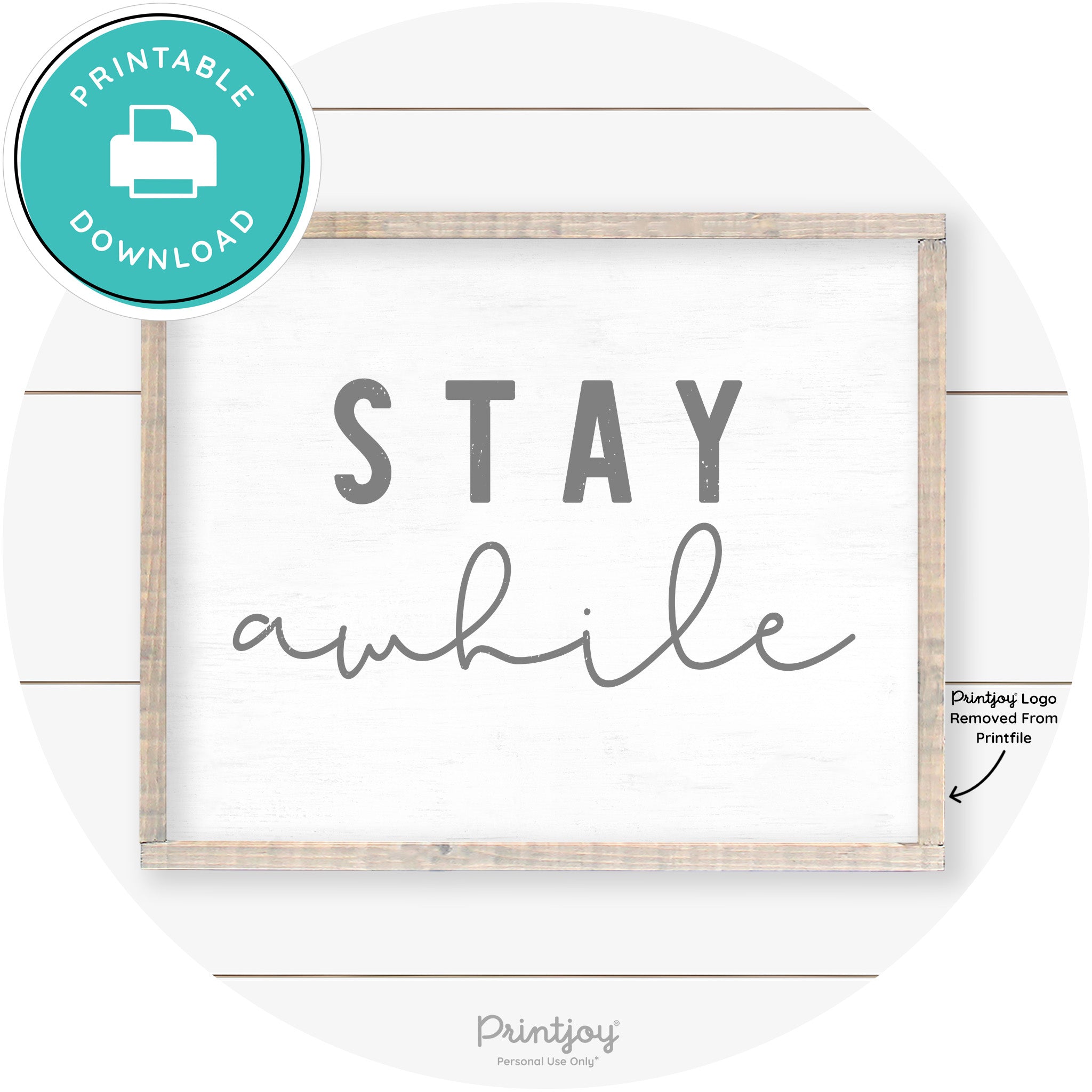 Stay Awhile Farmhouse Living Room Wall Art Decor Free Printable - Printjoy