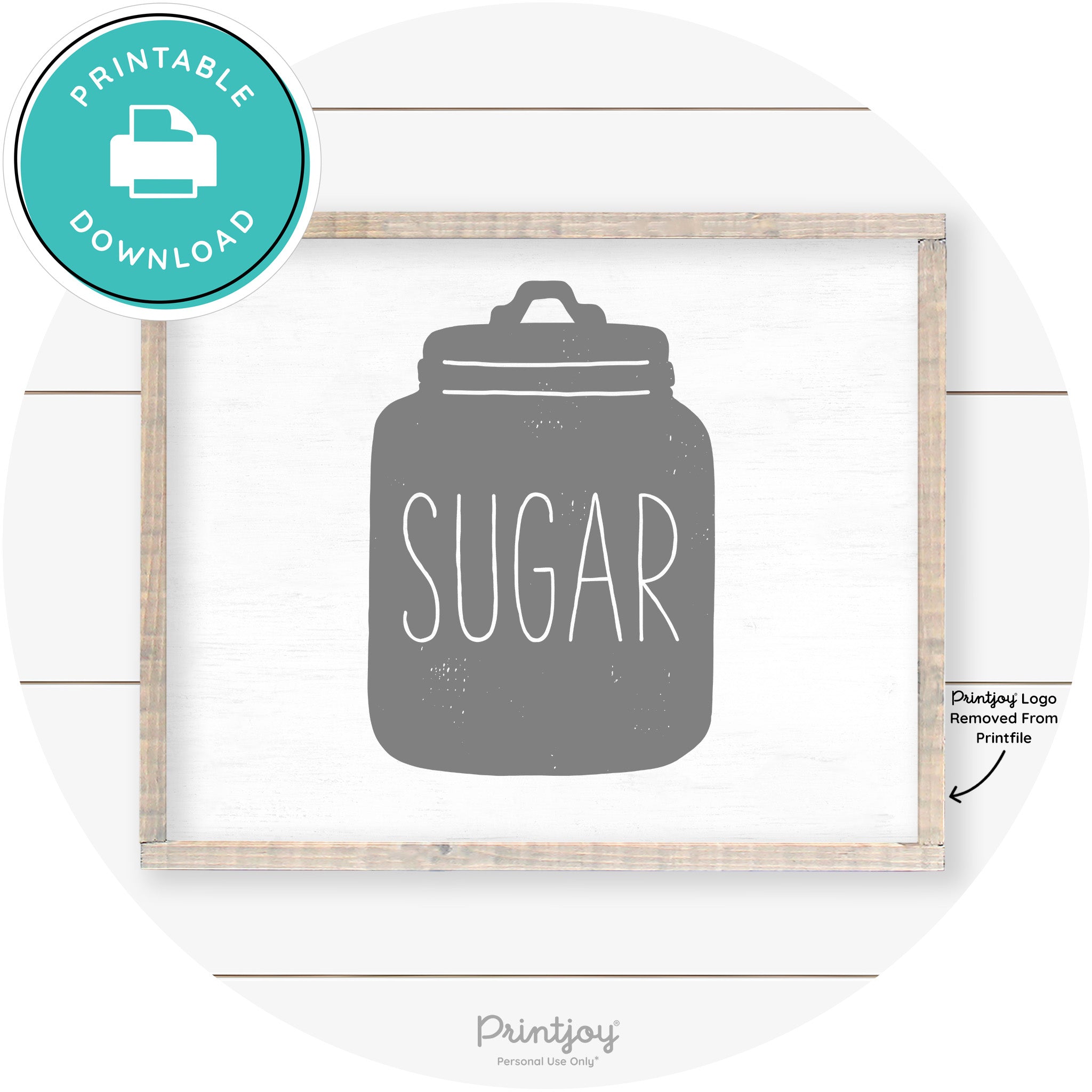 Sugar Jar Silhouette Kitchen Cute Farmhouse Wall Art Free Printable - Printjoy