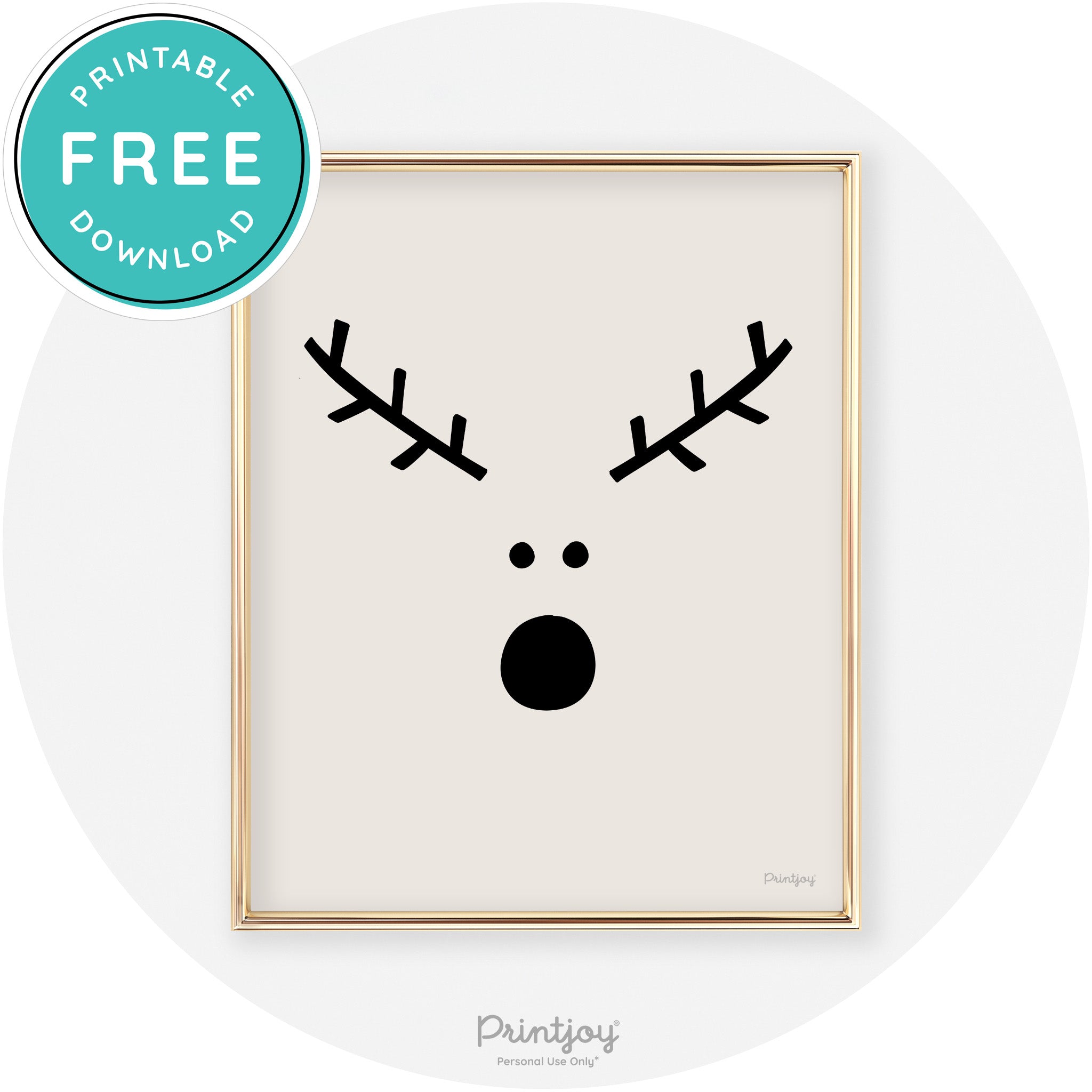 Simple Rudolph Reindeer Face Cute Chic Wall Art Free Printable