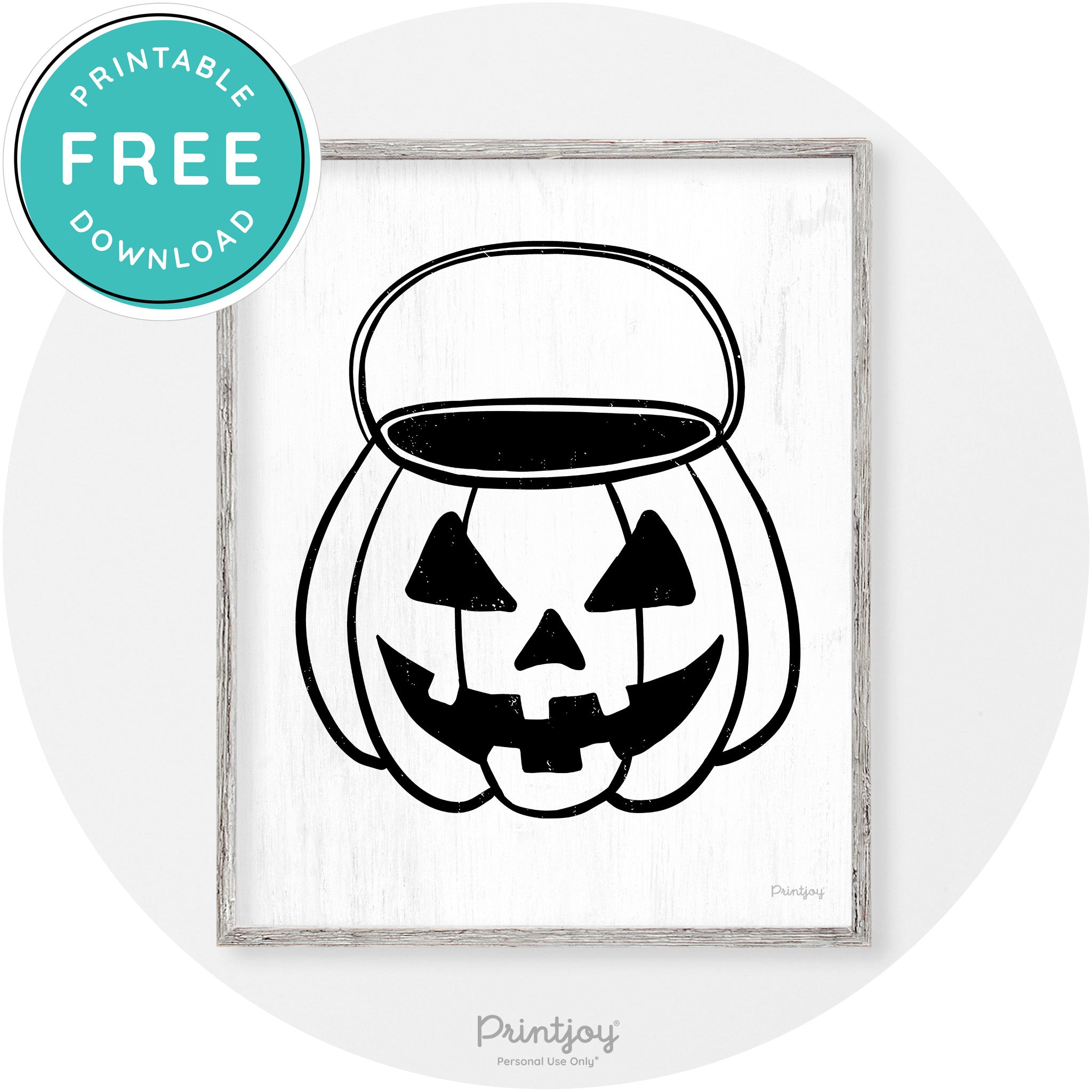 Jack O Lantern Treat Bucket Vintage Halloween Wall Art Free Printable - Printjoy