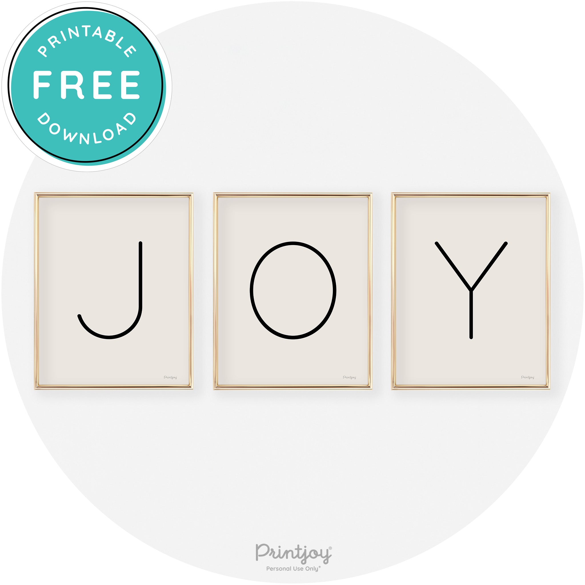 Joy Simple Letters Set Of 3 Christmas Modern Chic Wall Art Free Printable