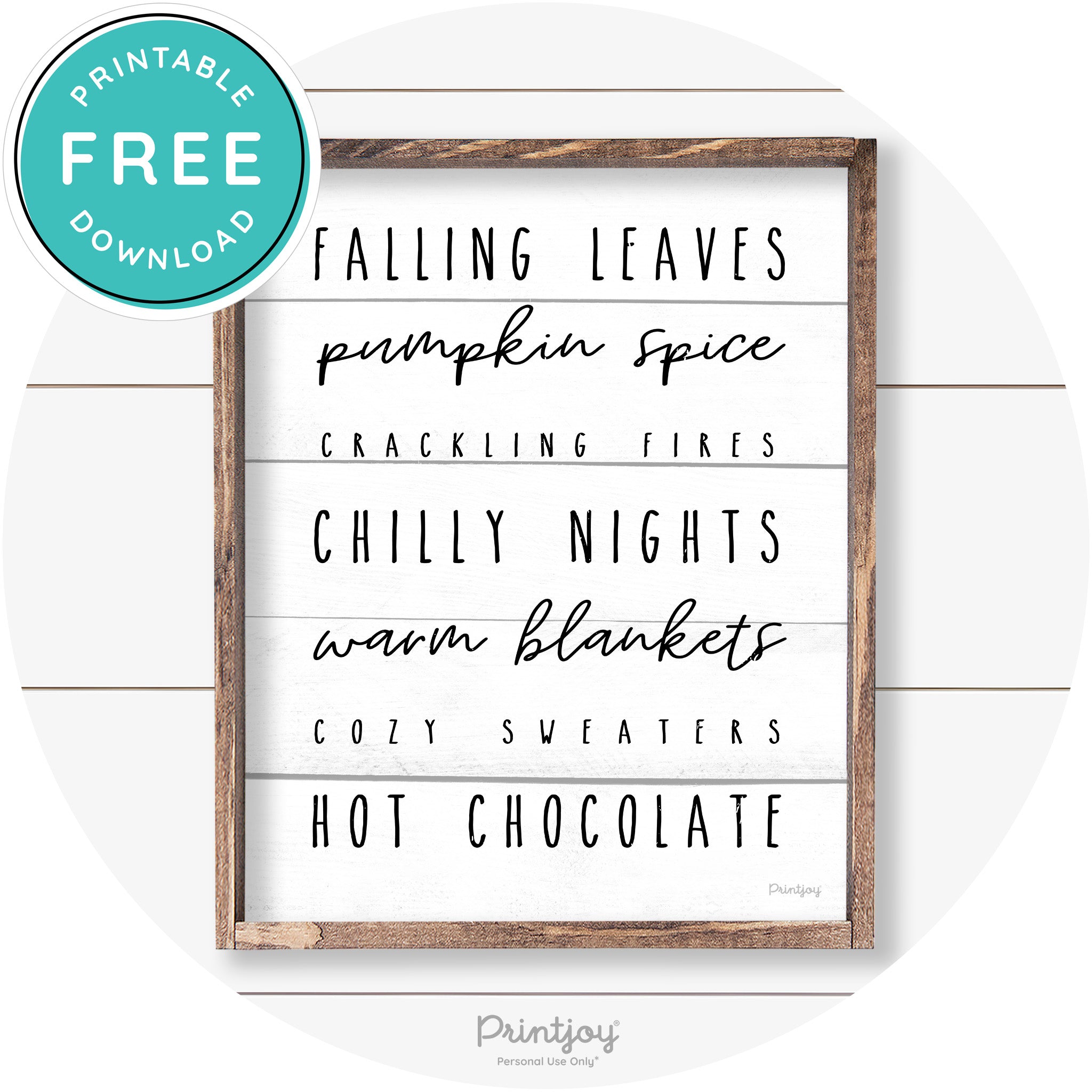 Fall Favorite Things Cute Farmhouse Autumn Wall Art Free Printable - Printjoy