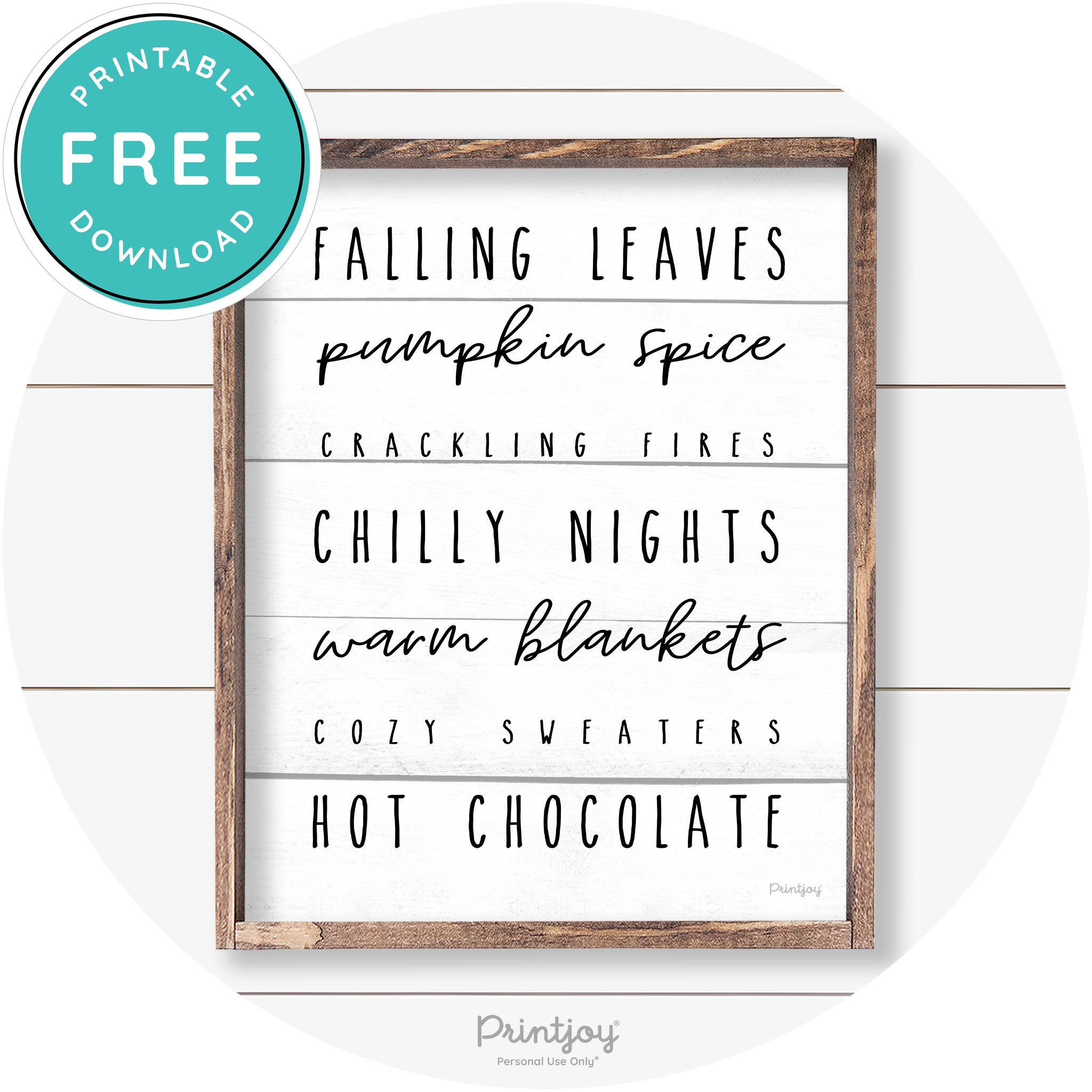 Fall Favorite Things Cute Farmhouse Autumn Wall Art Free Printable