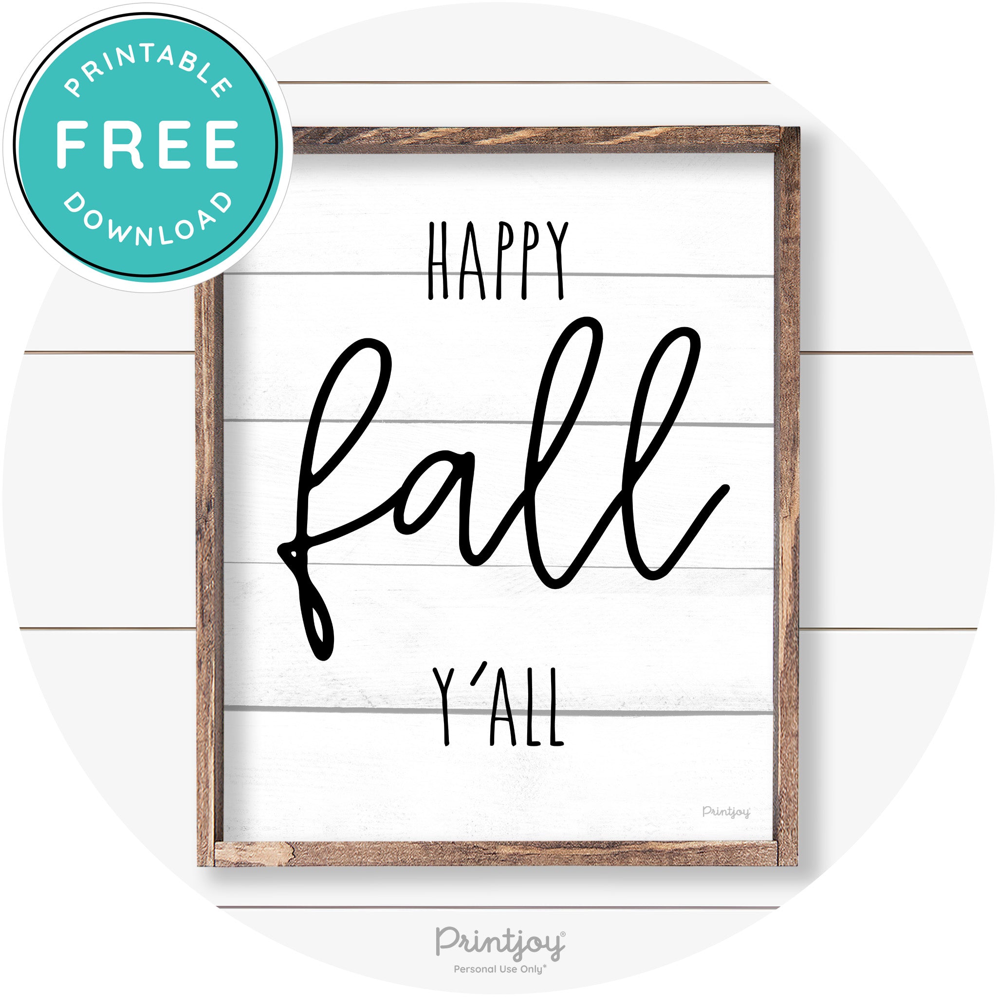 Happy Fall Y'all Cute Farmhouse Autumn Wall Art Decor Free Printable