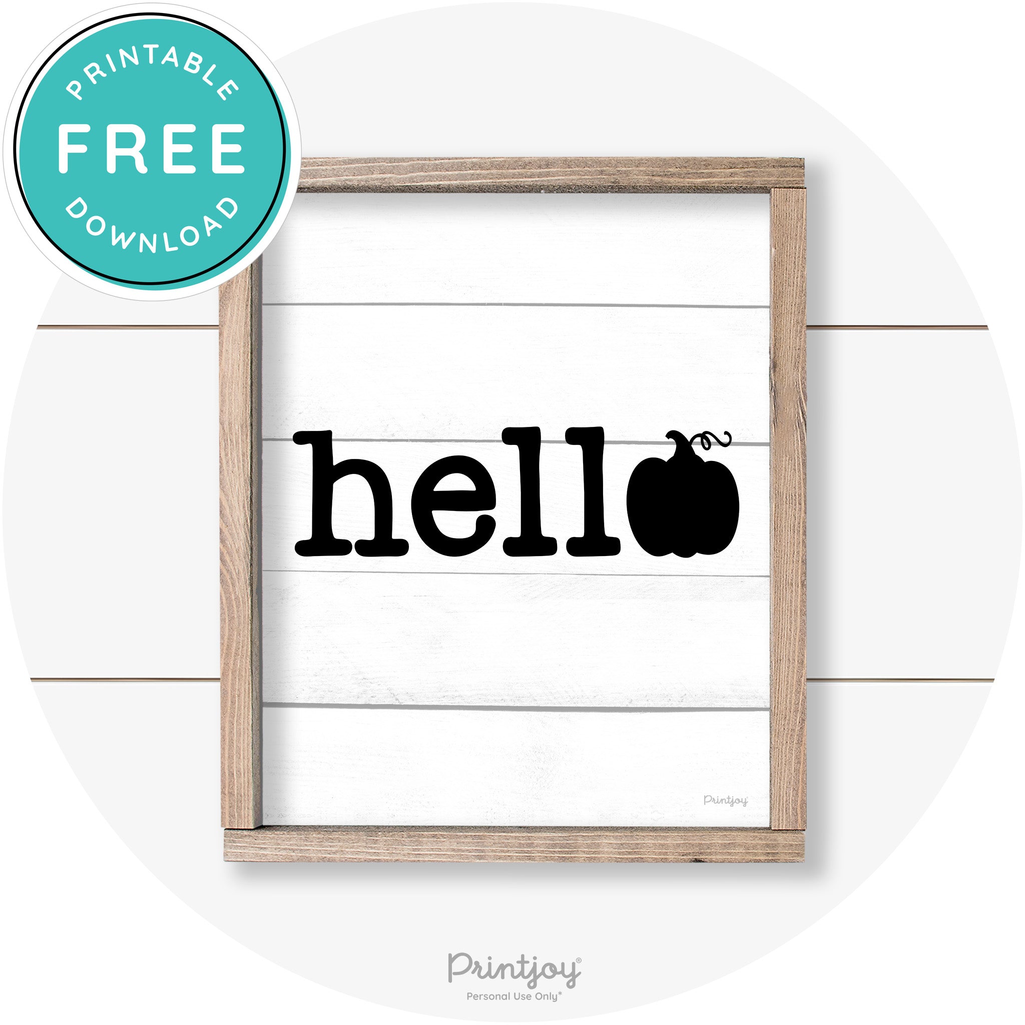 Hello Pumpkin Fall Autumn Cute Farmhouse Wall Art Free Printable