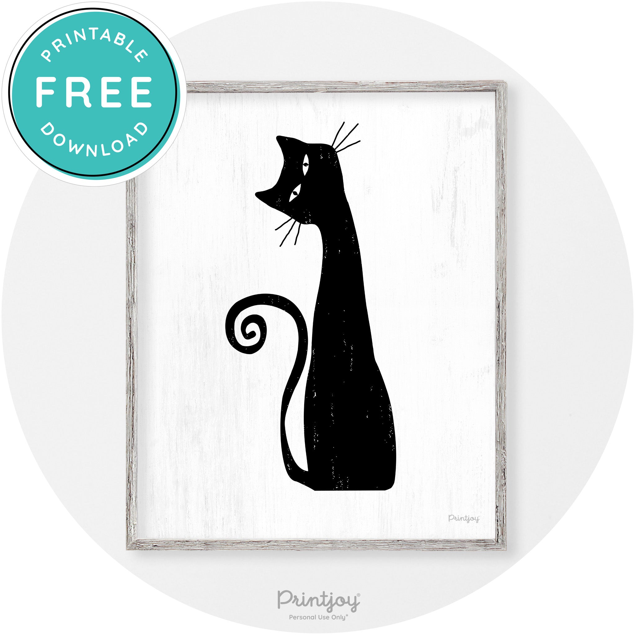 Creepy Skinny Cat Modern Vintage Halloween Wall Art Free Printable - Printjoy