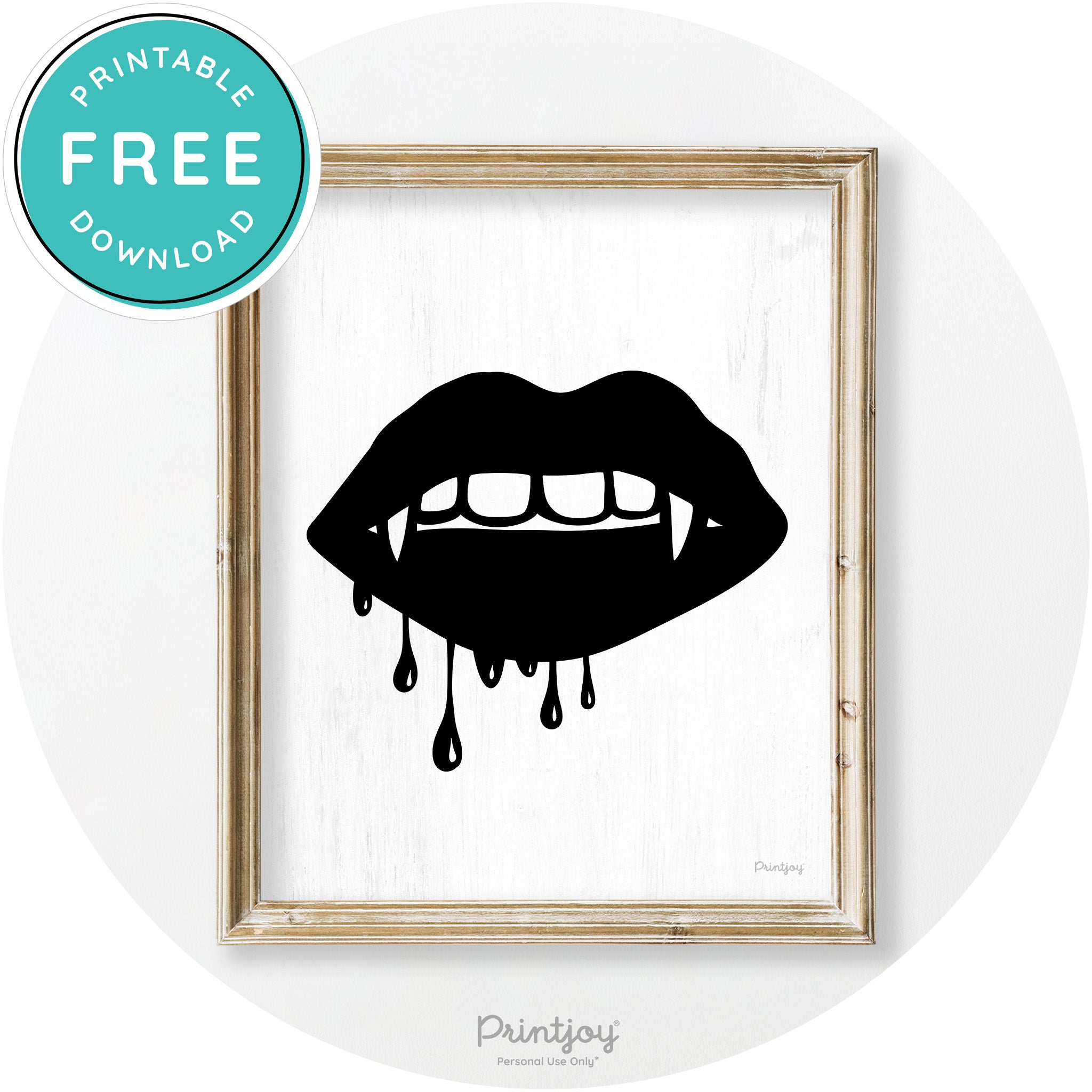 Dracula Fangs Teeth Modern Vintage Halloween Wall Art Free Printable