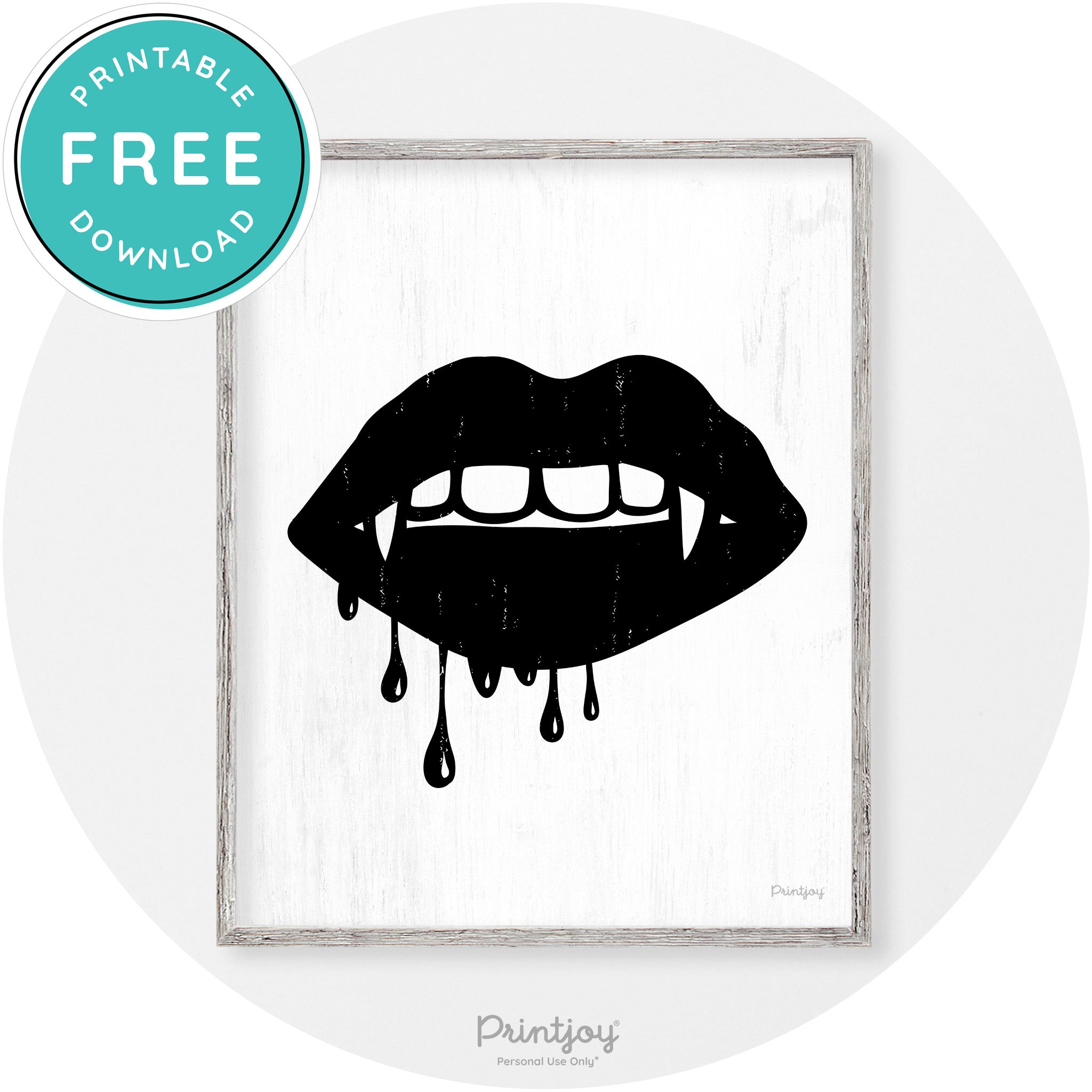 Dracula Fangs Teeth Modern Vintage Halloween Wall Art Free Printable - Printjoy