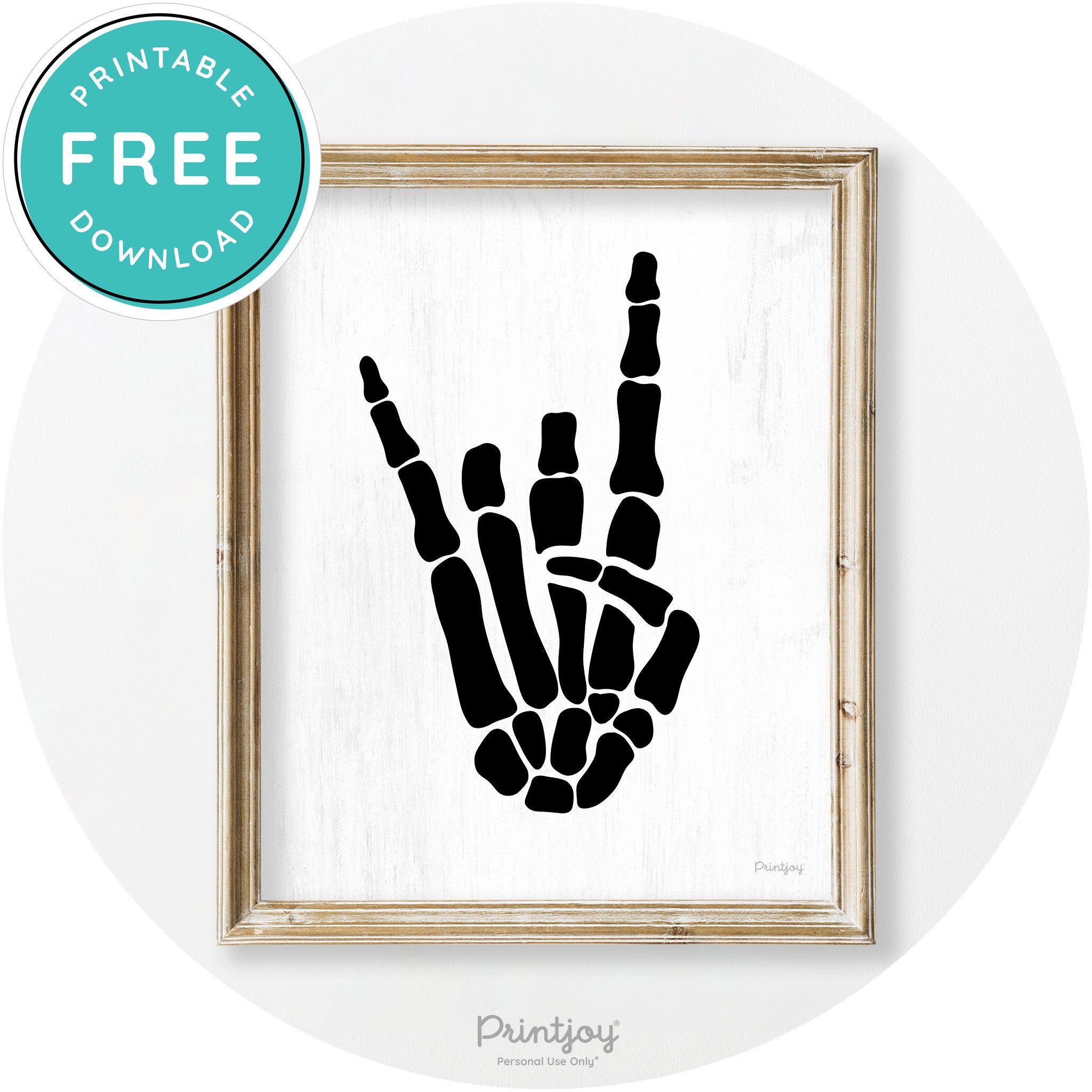 Skeleton Rock On Hand Bones Vintage Halloween Wall Art Free Printable