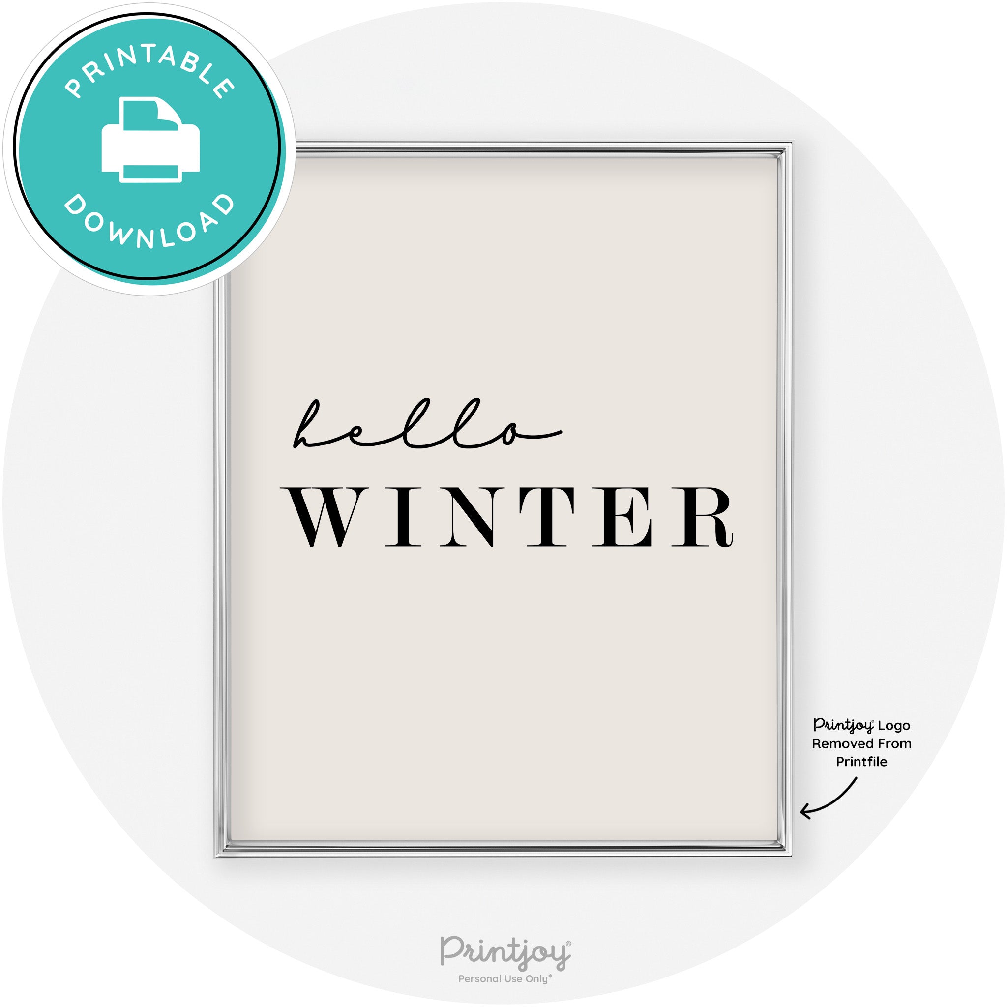 Hello Winter Cute Seasonal Modern Chic Wall Art Decor Free Printable