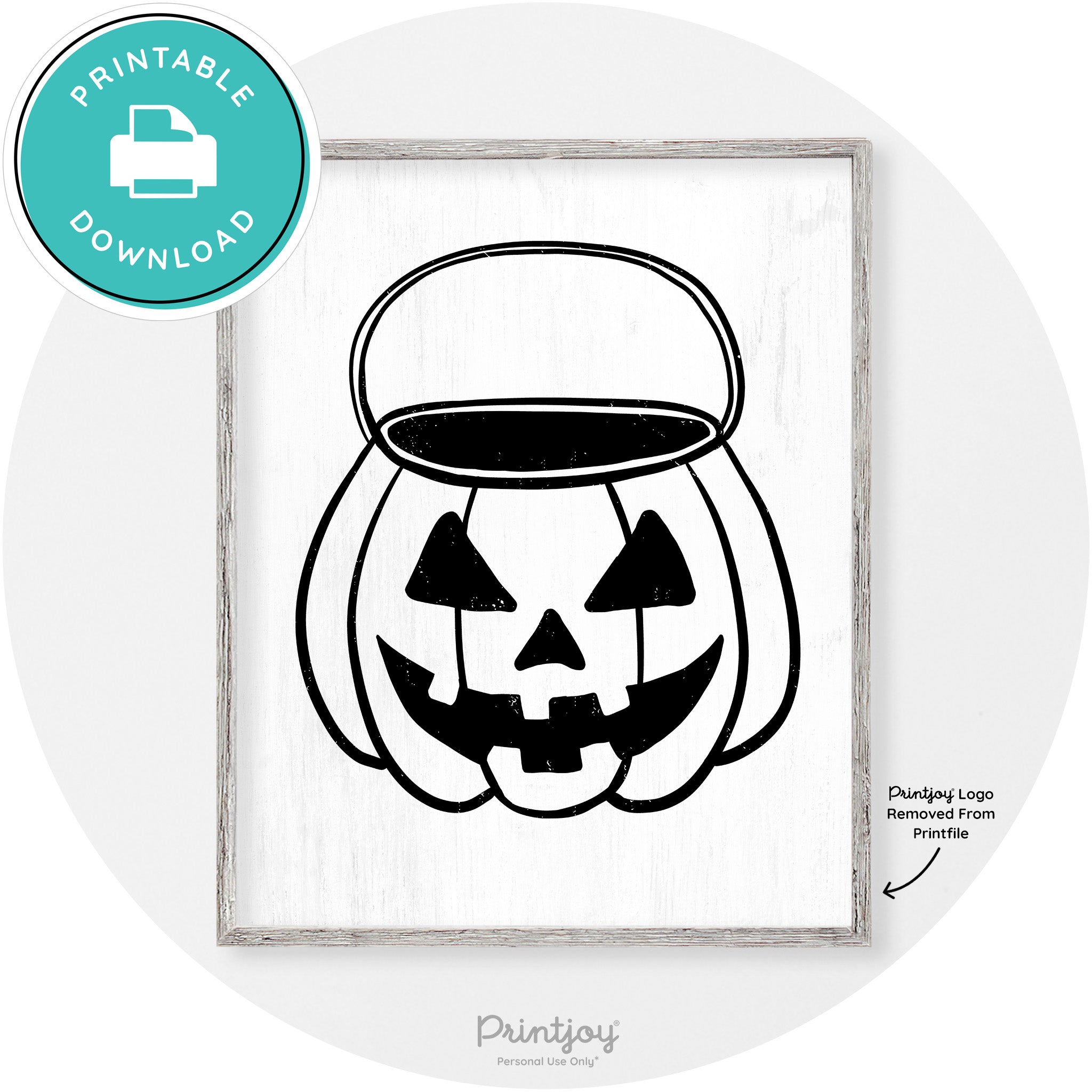 Jack O Lantern Treat Bucket Vintage Halloween Wall Art Free Printable - Printjoy