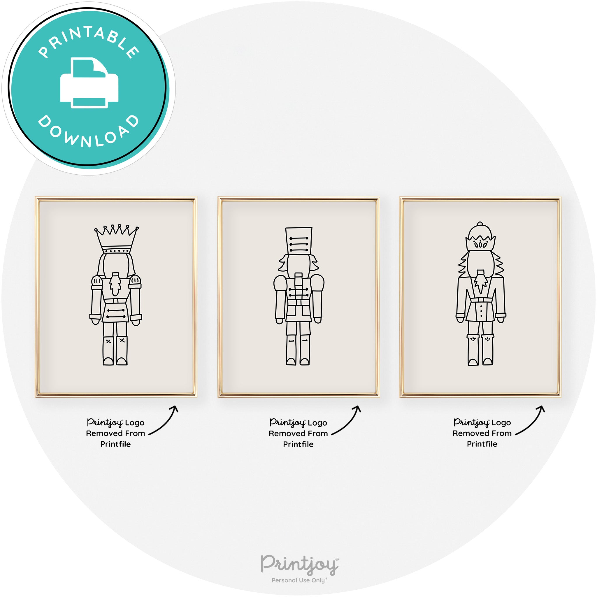 Nutcracker Line Art Set Of 3 Cute Christmas Chic Wall Art Free Printable