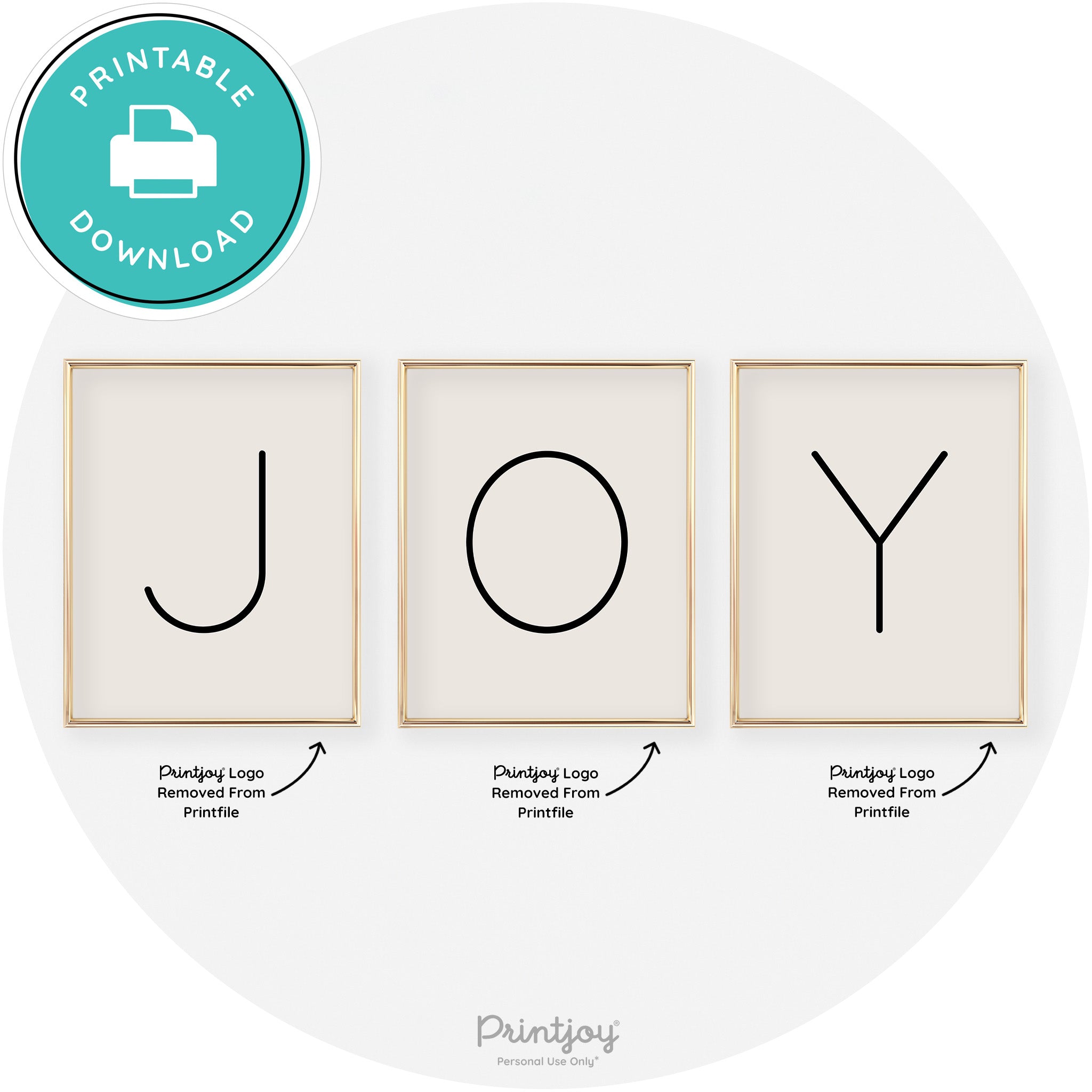 Joy Simple Letters Set Of 3 Christmas Modern Chic Wall Art Free Printable