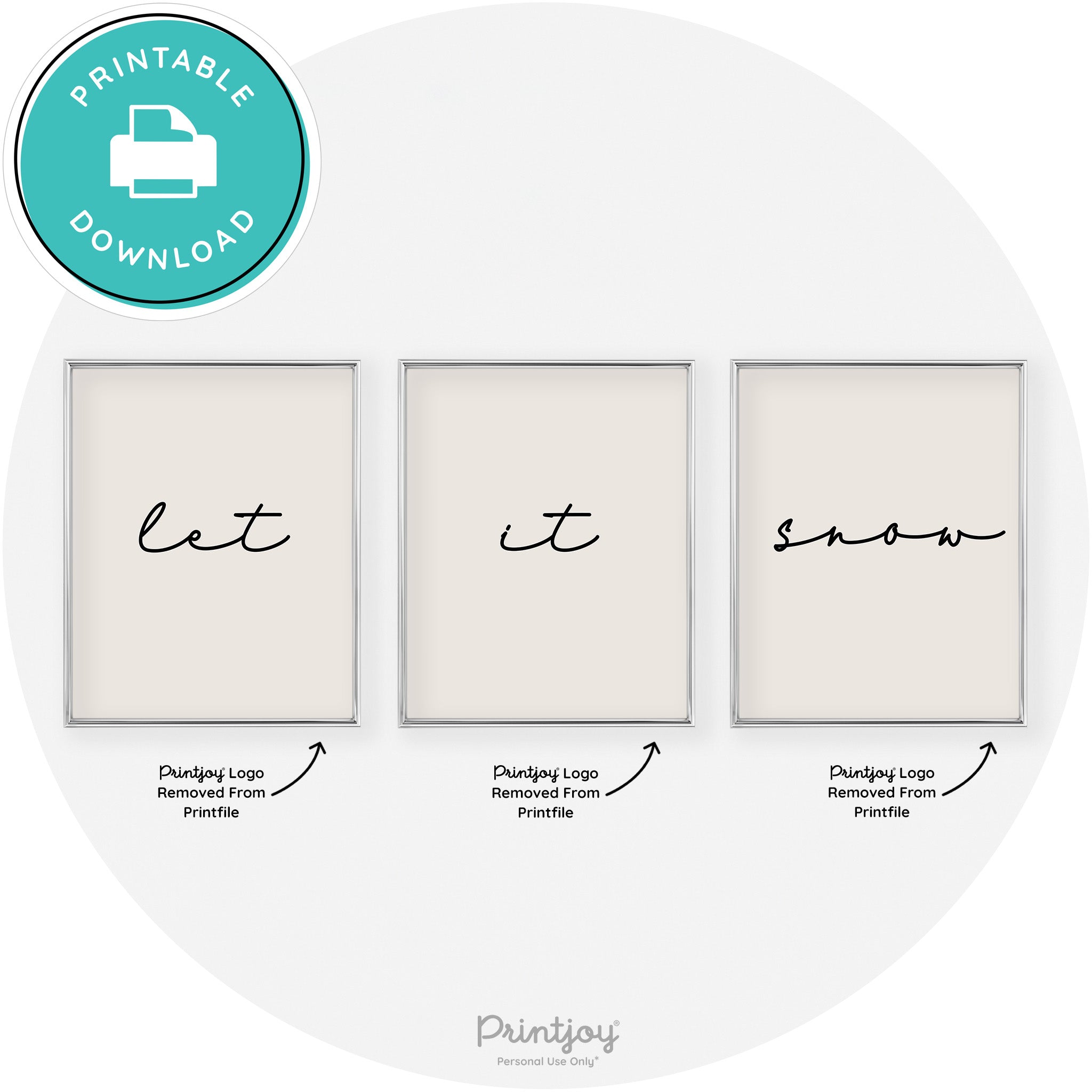 Let It Snow Set Of 3 Cute Winter Modern Chic Wall Art Free Printable