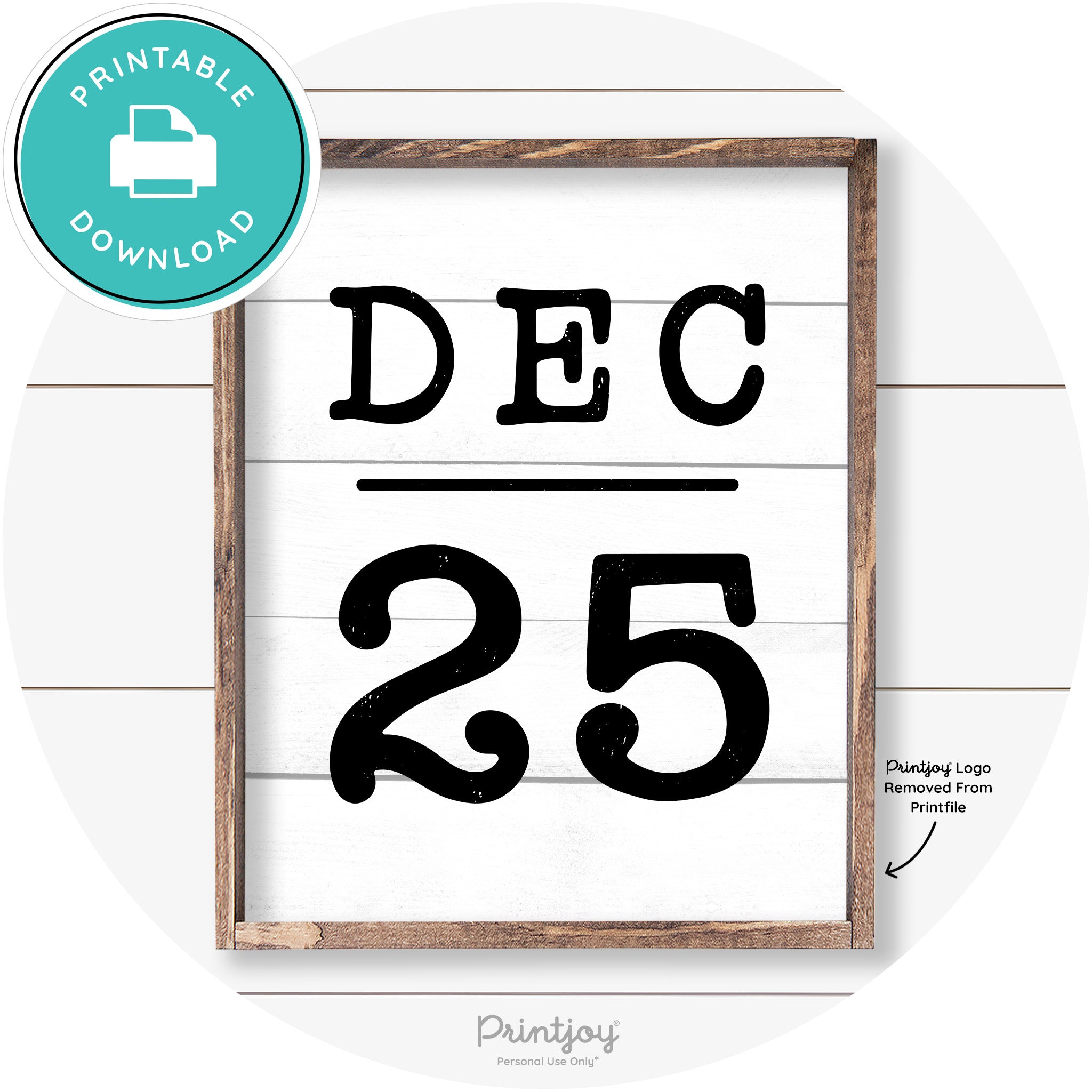 Dec 25 Christmas Rustic Farmhouse Wall Art Decor Free Printable
