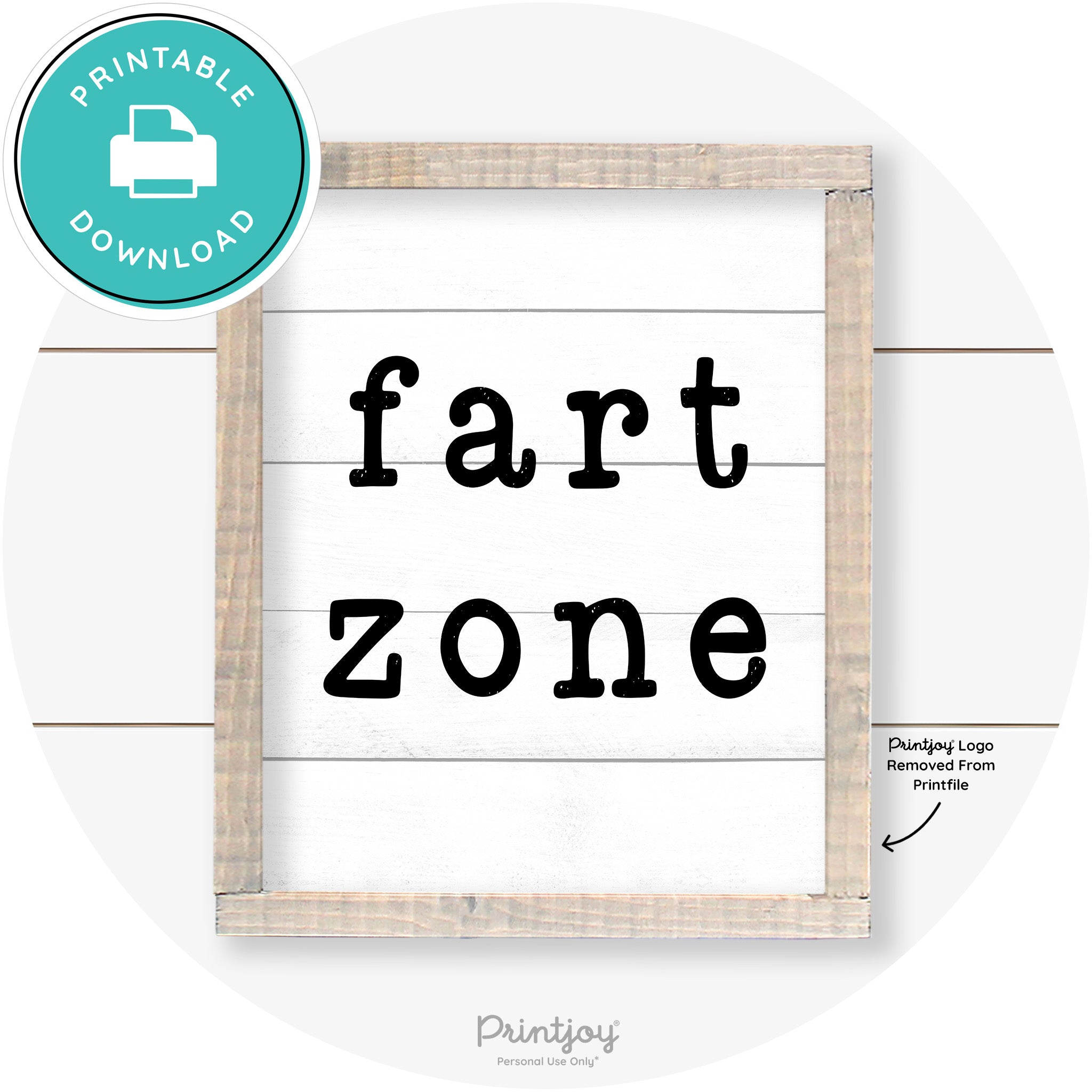 Fart Zone Funny Farmhouse Bathroom Wall Art Decor Free Printable