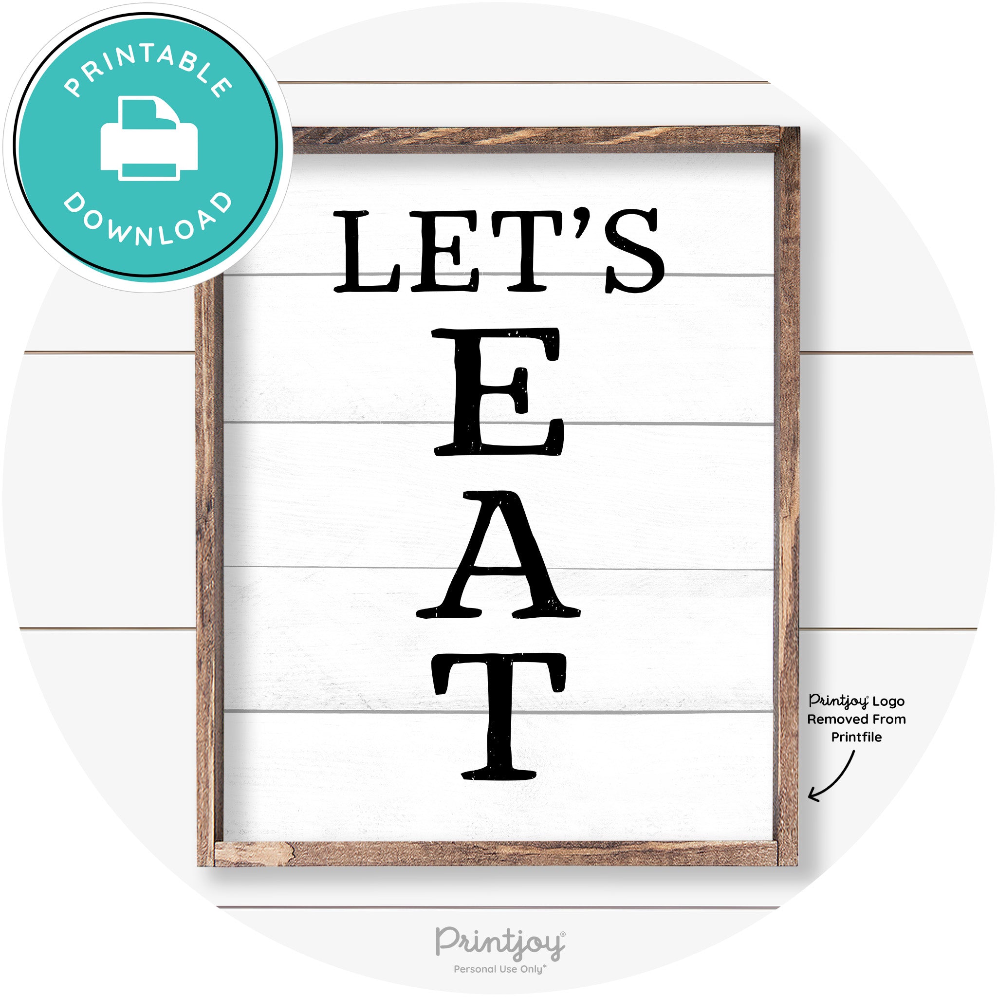 Let's Eat Kitchen Sign Rustic Farmhouse Wall Art Decor Free Printable
