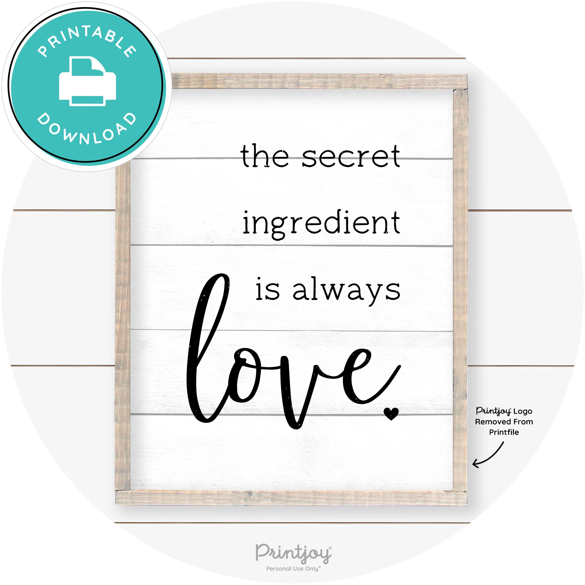Secret Ingredient Is Love Farmhouse Kitchen Wall Art Free Printable