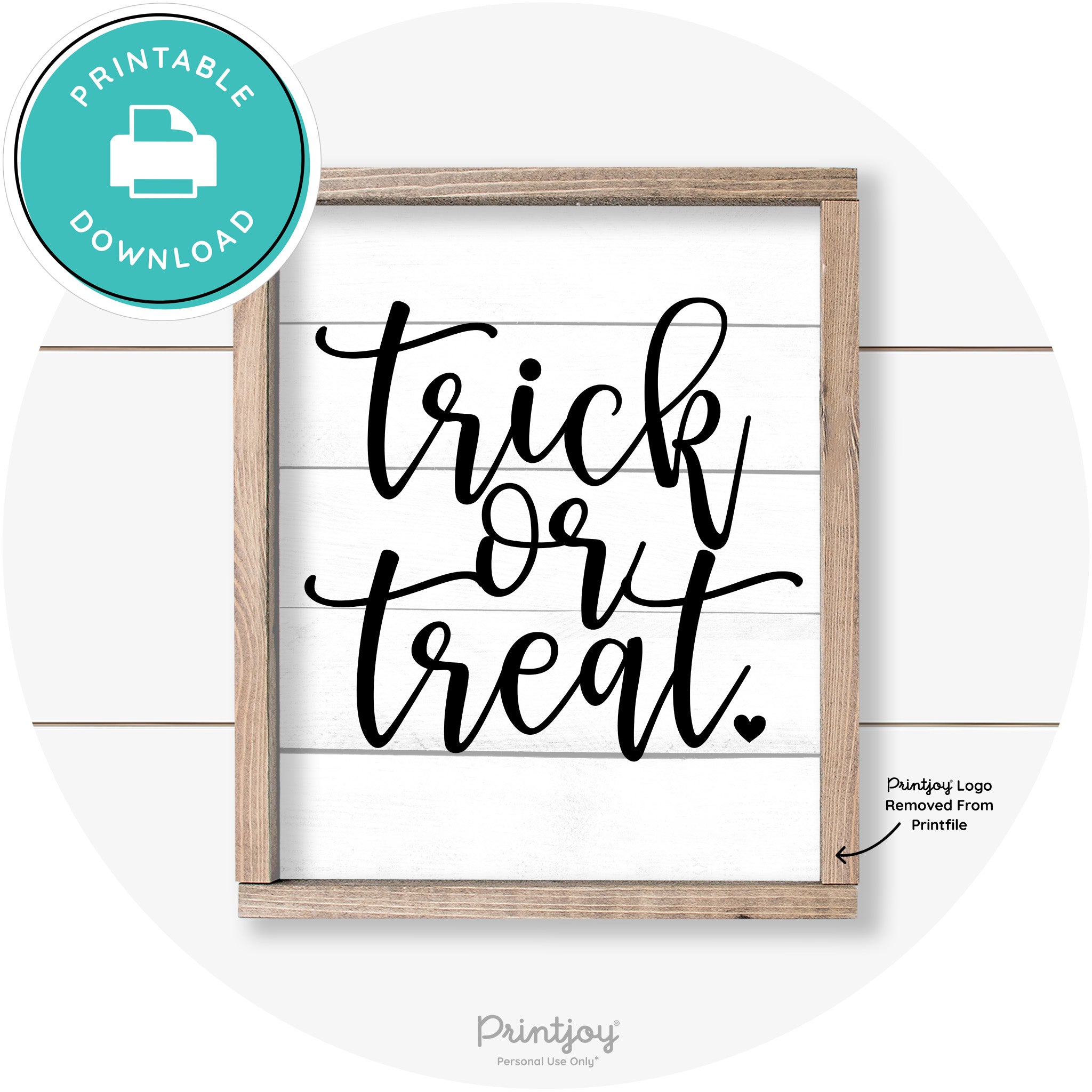 Halloween Cute Trick Or Treat Heart Farmhouse Wall Art Free Printable