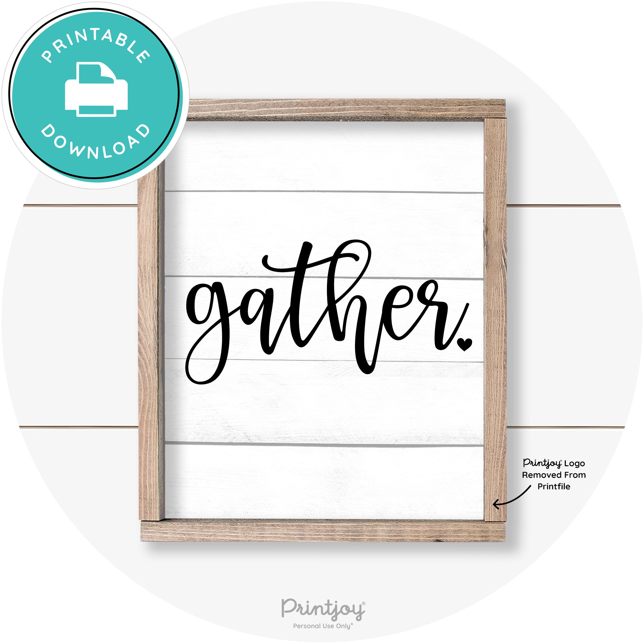 Fall Gather Heart Cute Farmhouse Wall Art Decor Free Printable