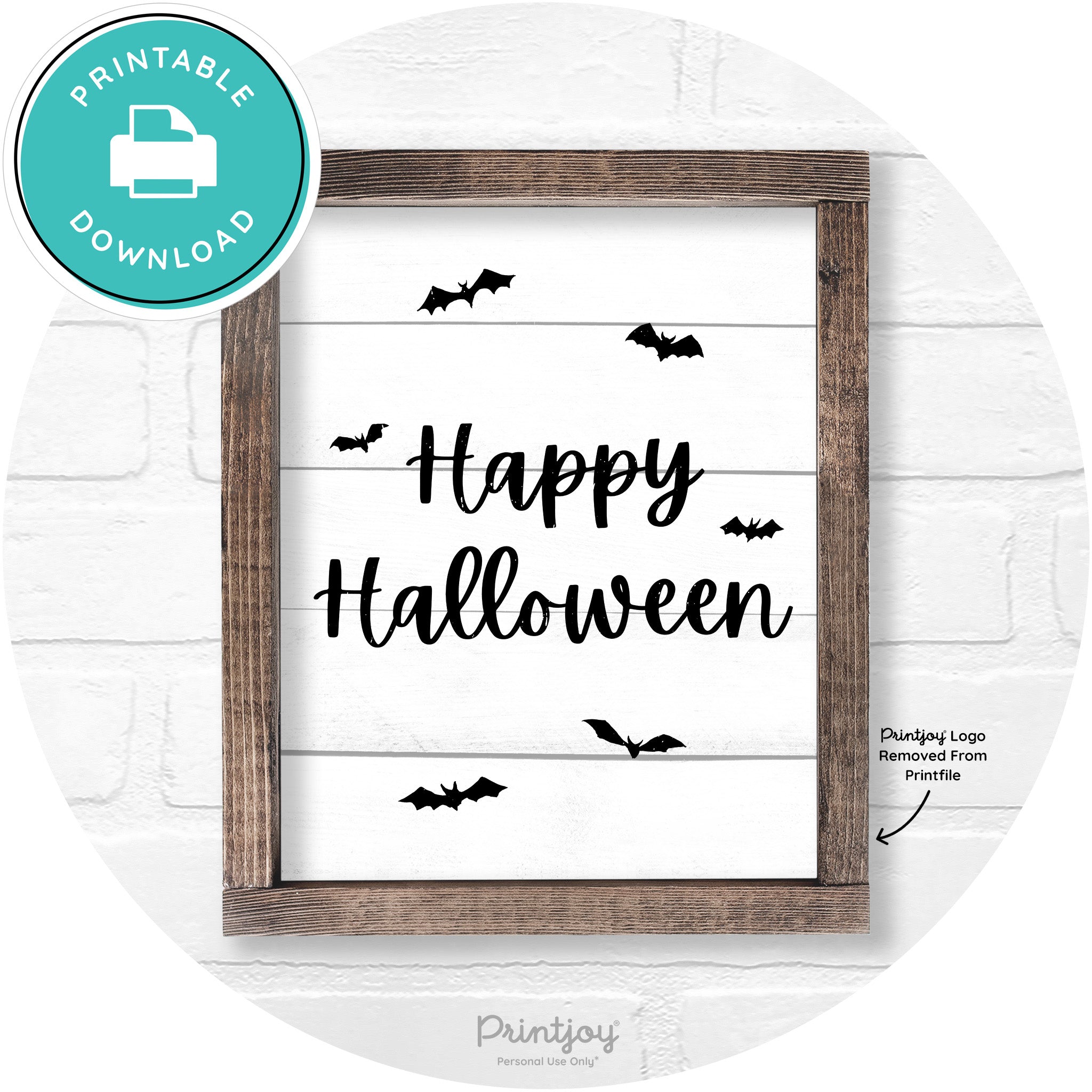 Happy Halloween Bats Rustic Farmhouse Wall Art Free Printable - Printjoy