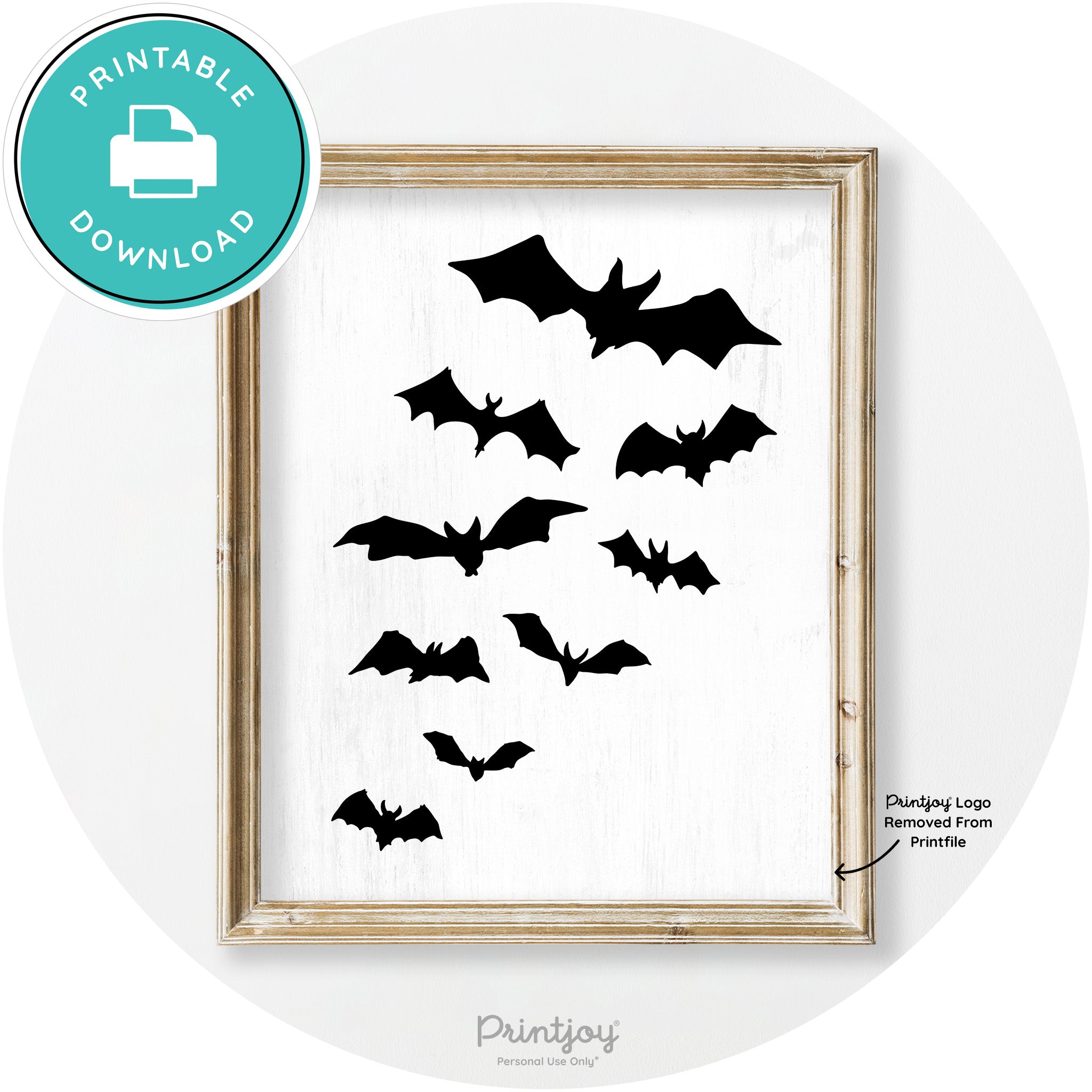 Halloween Bats Silhouette Modern Vintage Wall Art Free Printable