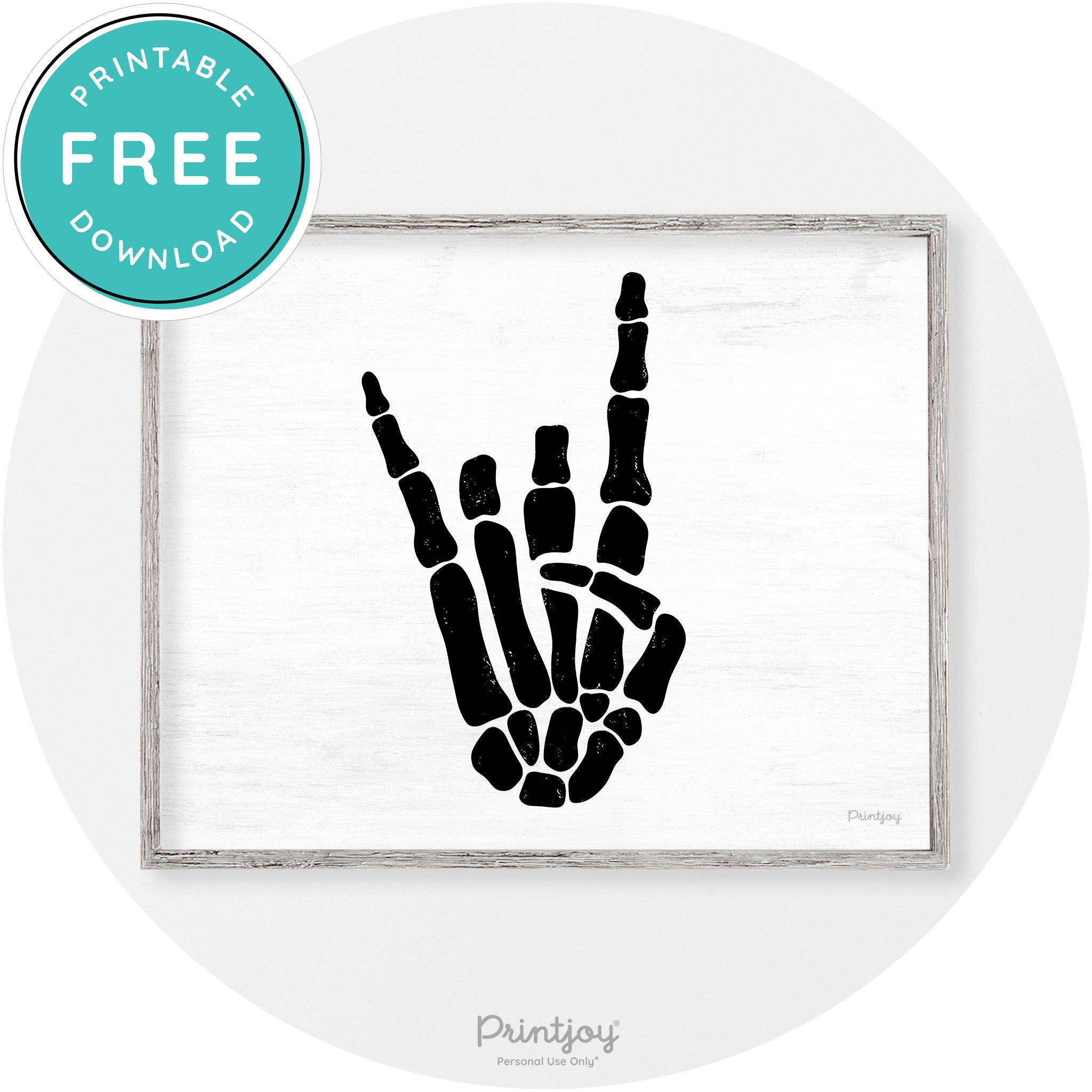 Skeleton Rock On Hand Bones Vintage Halloween Wall Art Free Printable - Printjoy