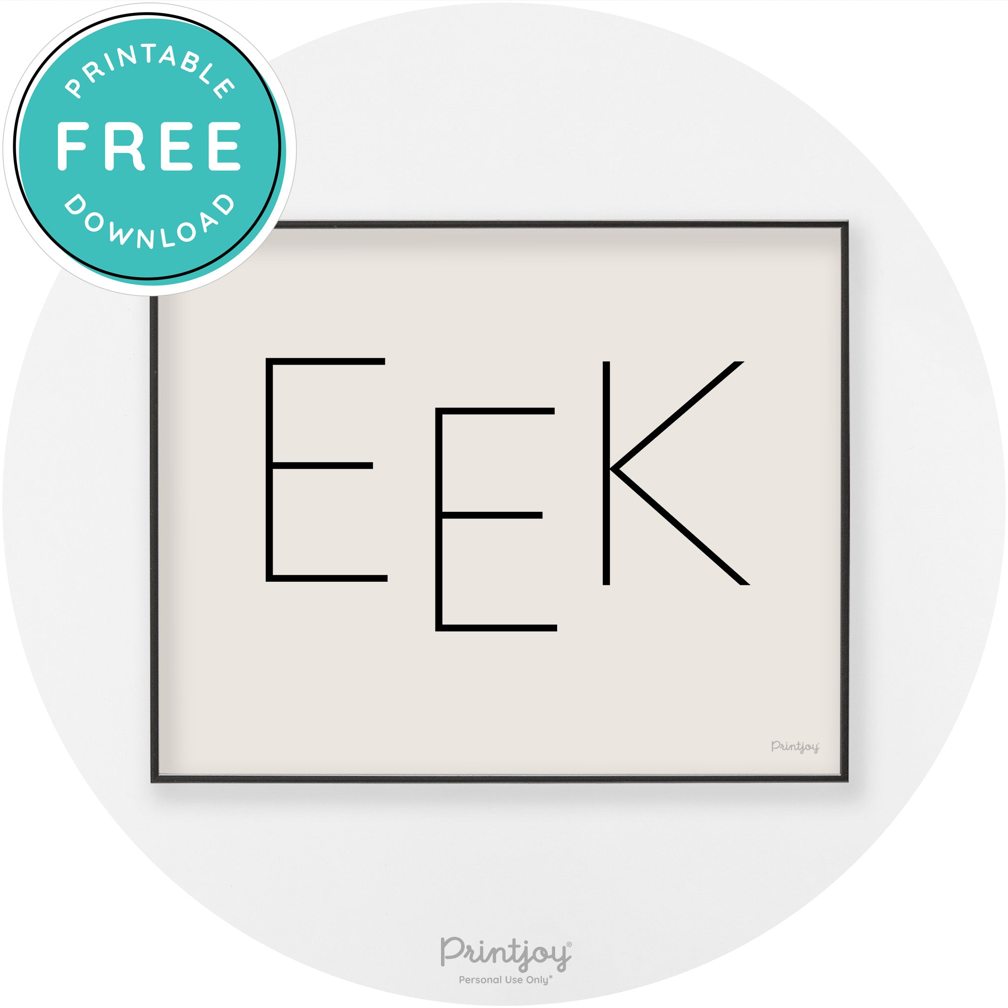 Eek Halloween Modern Chic Lettering Wall Art Decor Free Printable