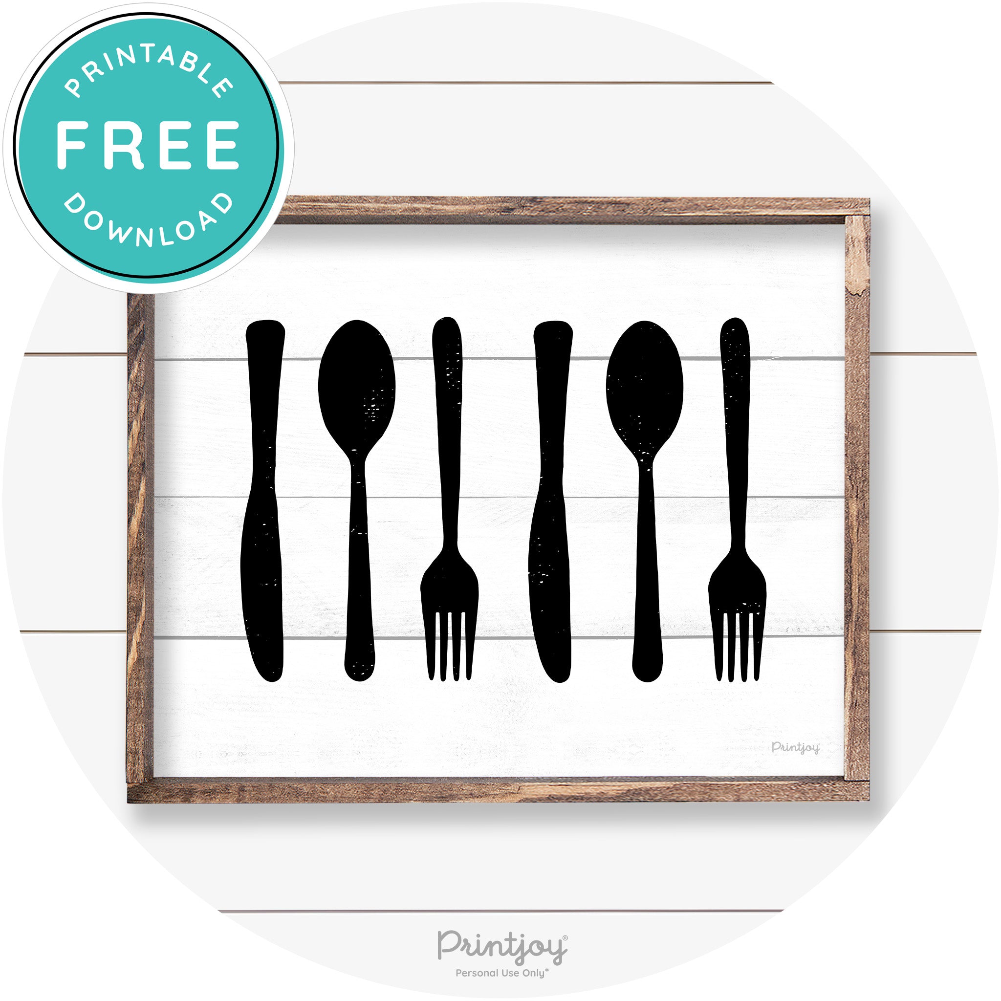 Fork Spoon Knife Pattern Farmhouse Kitchen Wall Art Free Printable