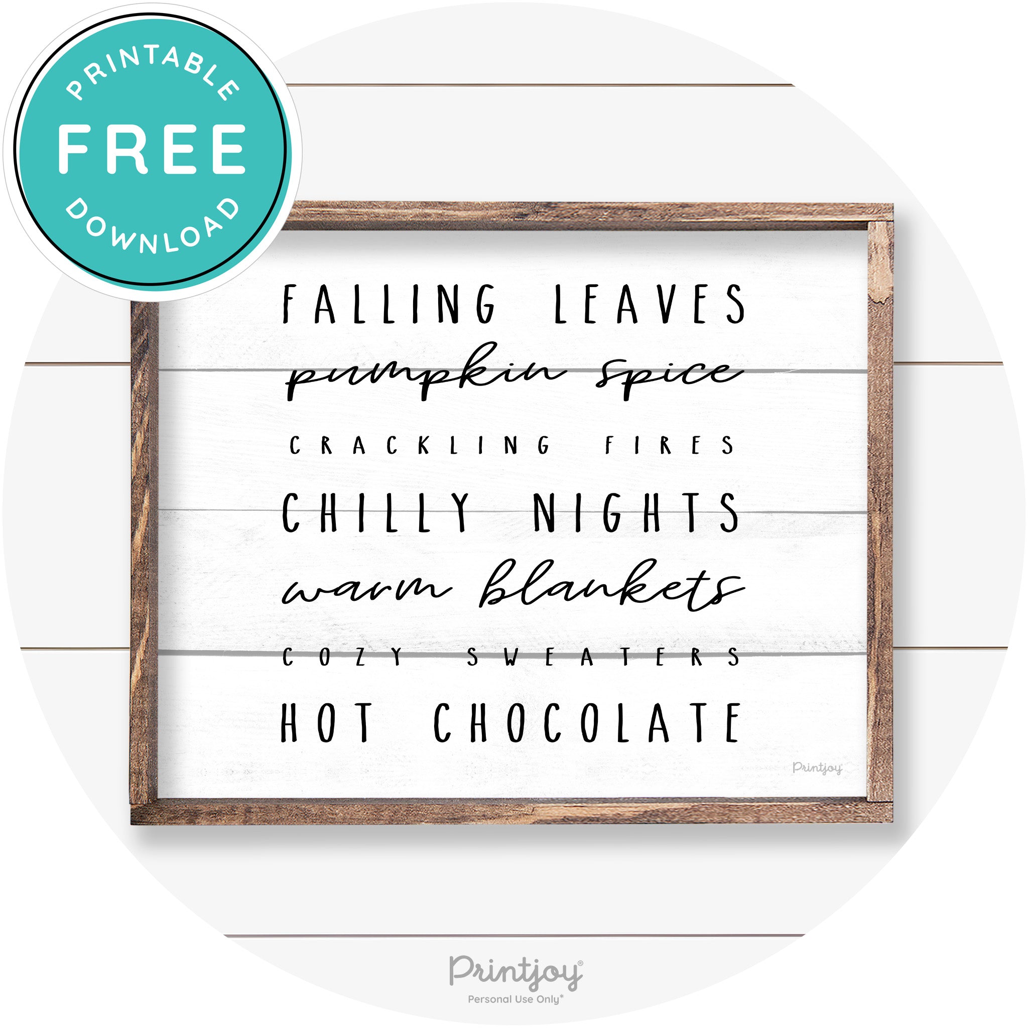 Fall Favorite Things Cute Farmhouse Autumn Wall Art Free Printable