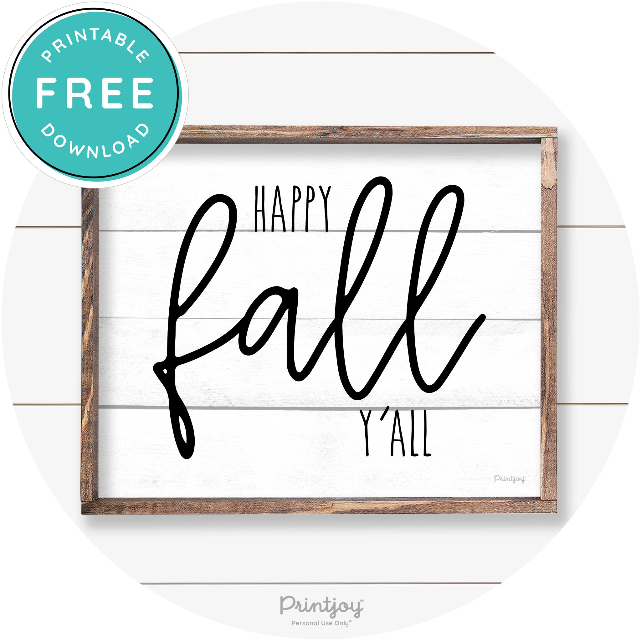 Happy Fall Y'all Cute Farmhouse Autumn Wall Art Decor Free Printable