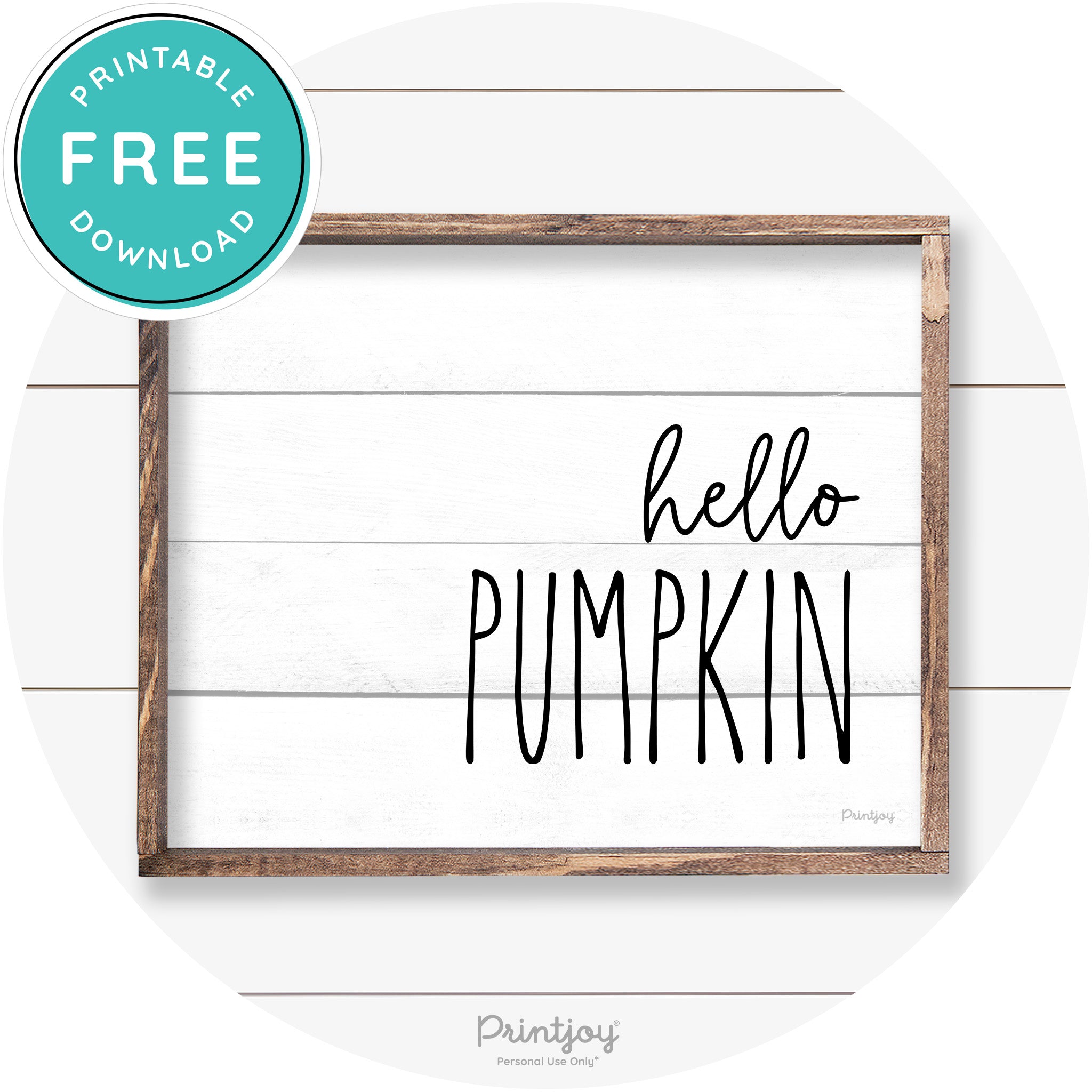 Hello Pumpkin Cute Fun Simple Farmhouse Wall Art Free Printable