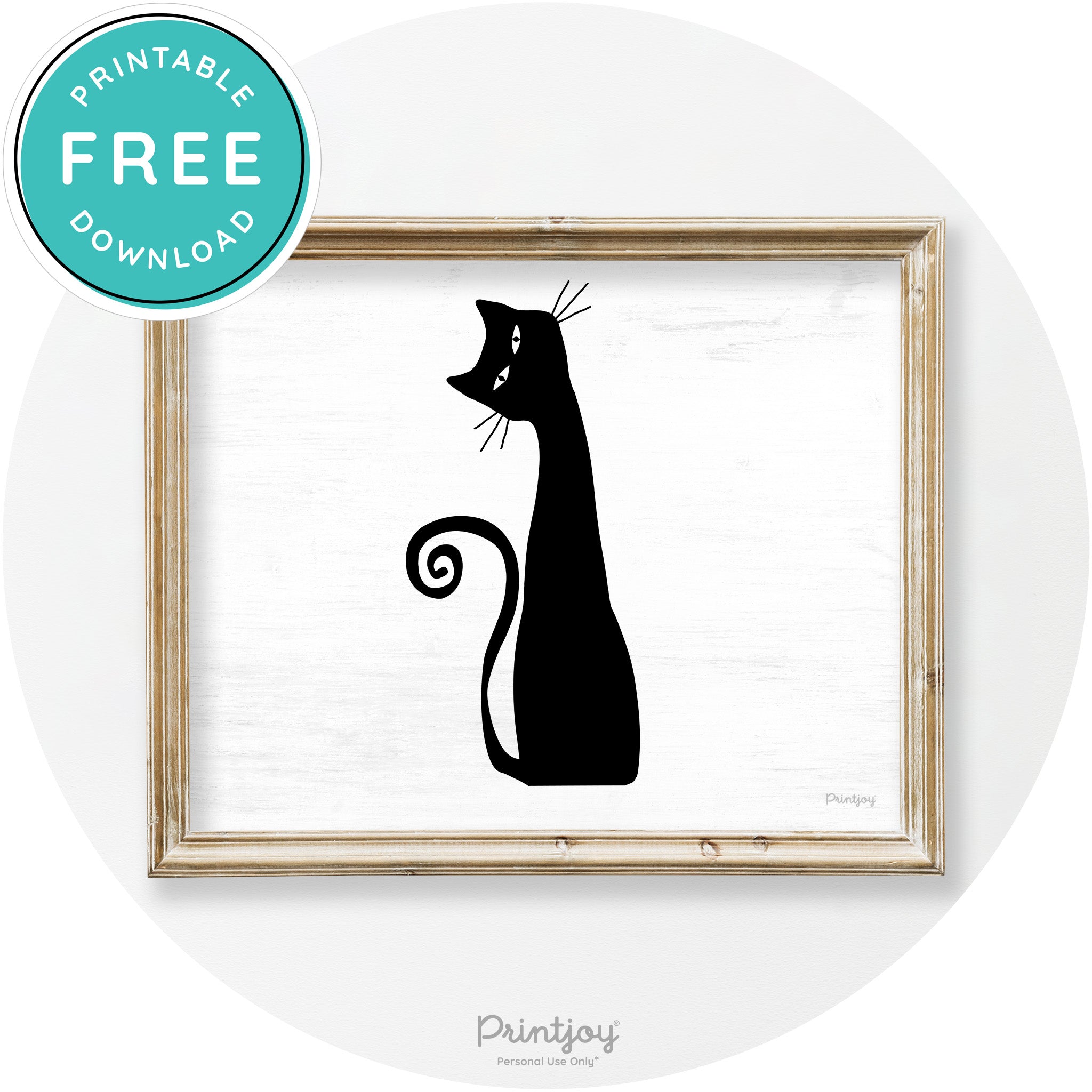 Creepy Skinny Cat Modern Vintage Halloween Wall Art Free Printable