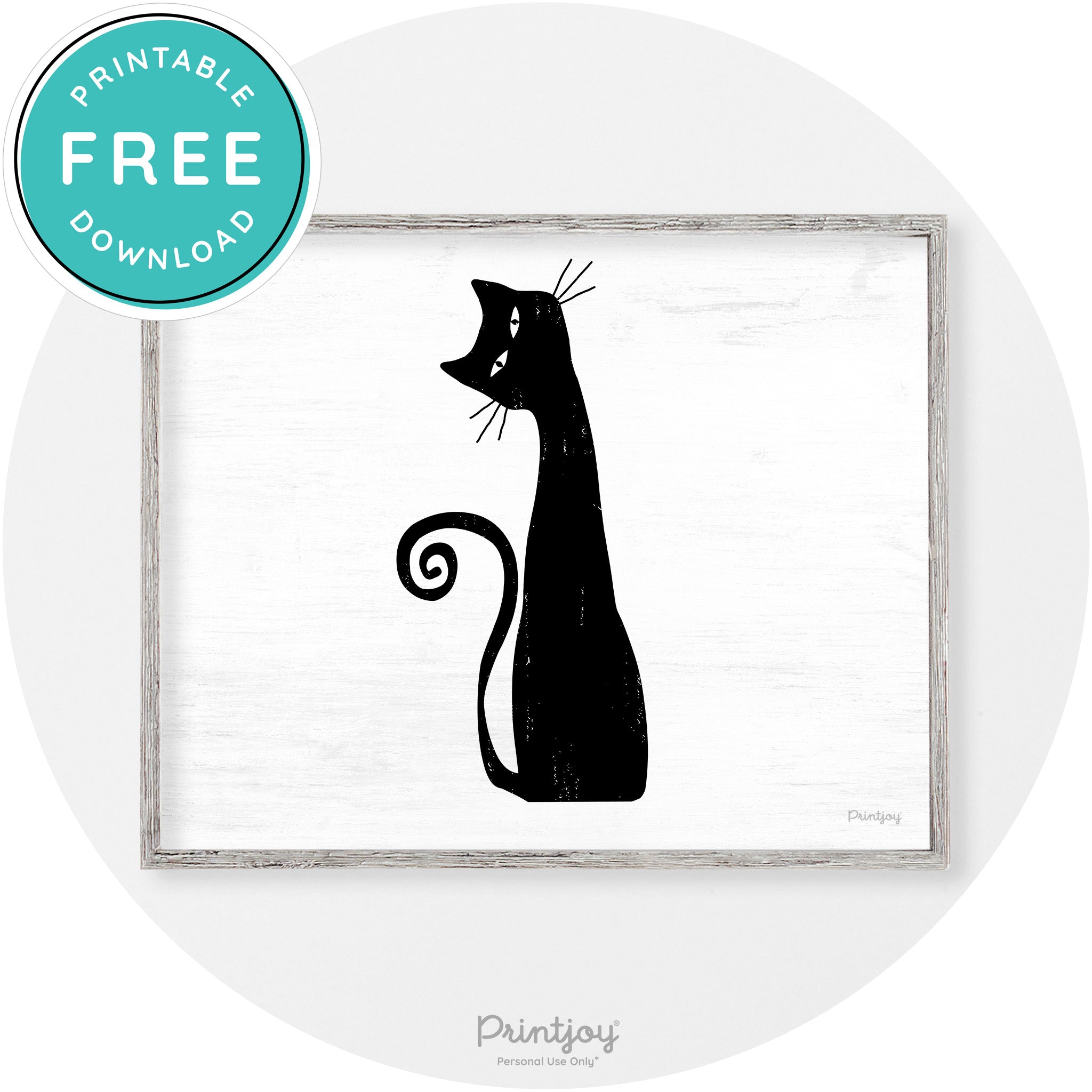 Creepy Skinny Cat Modern Vintage Halloween Wall Art Free Printable - Printjoy