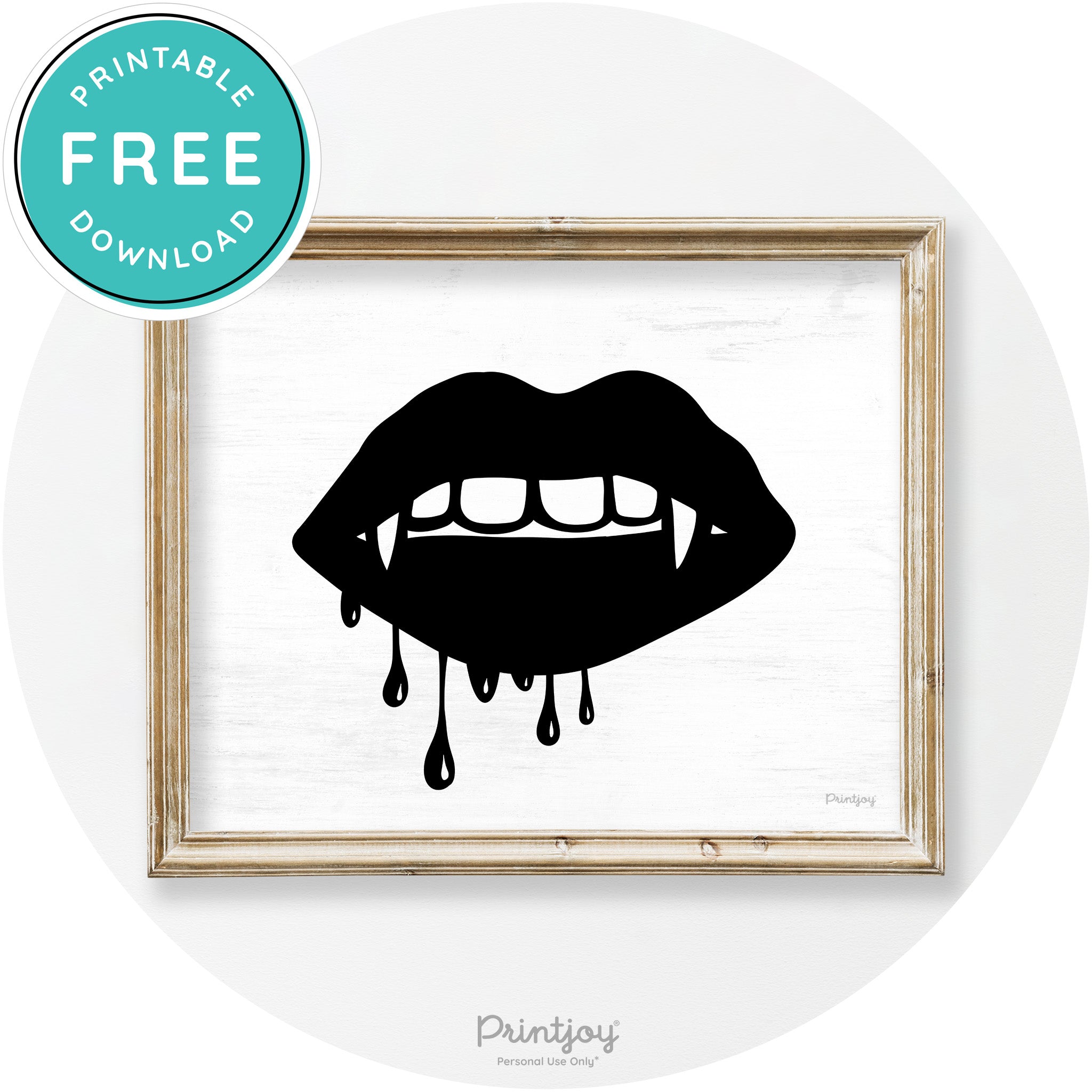 Dracula Fangs Teeth Modern Vintage Halloween Wall Art Free Printable