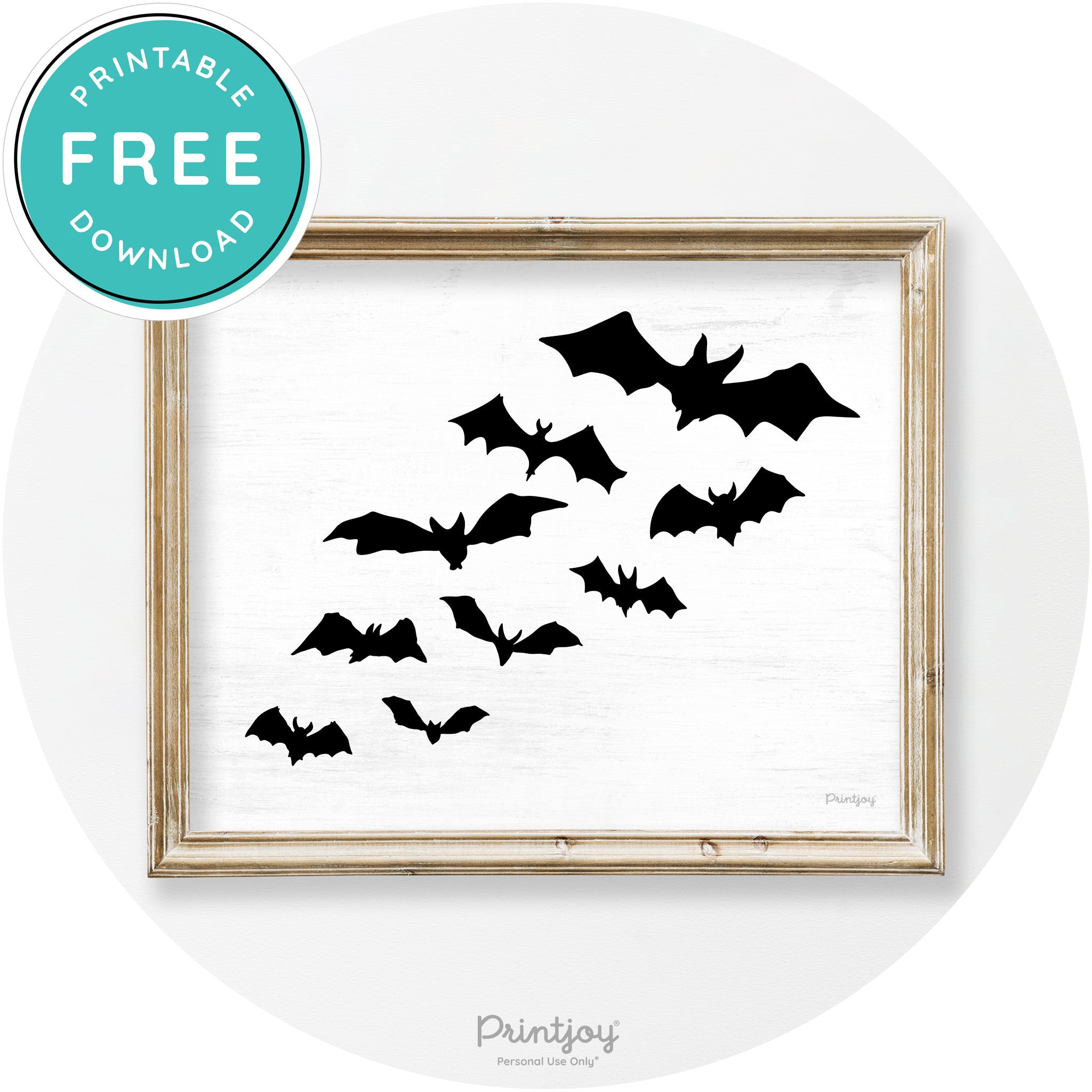 Halloween Bats Silhouette Modern Vintage Wall Art Free Printable