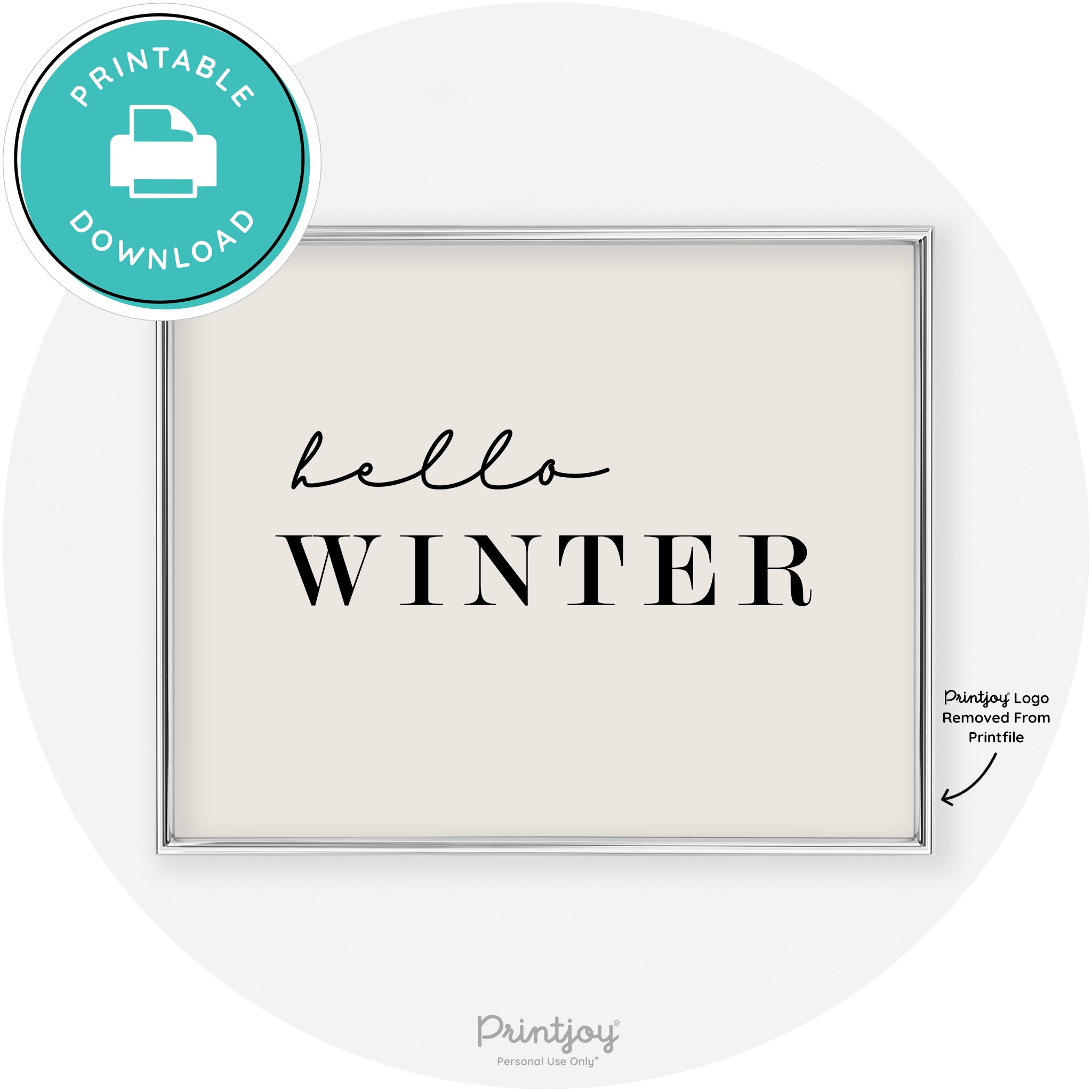 Hello Winter Cute Seasonal Modern Chic Wall Art Decor Free Printable