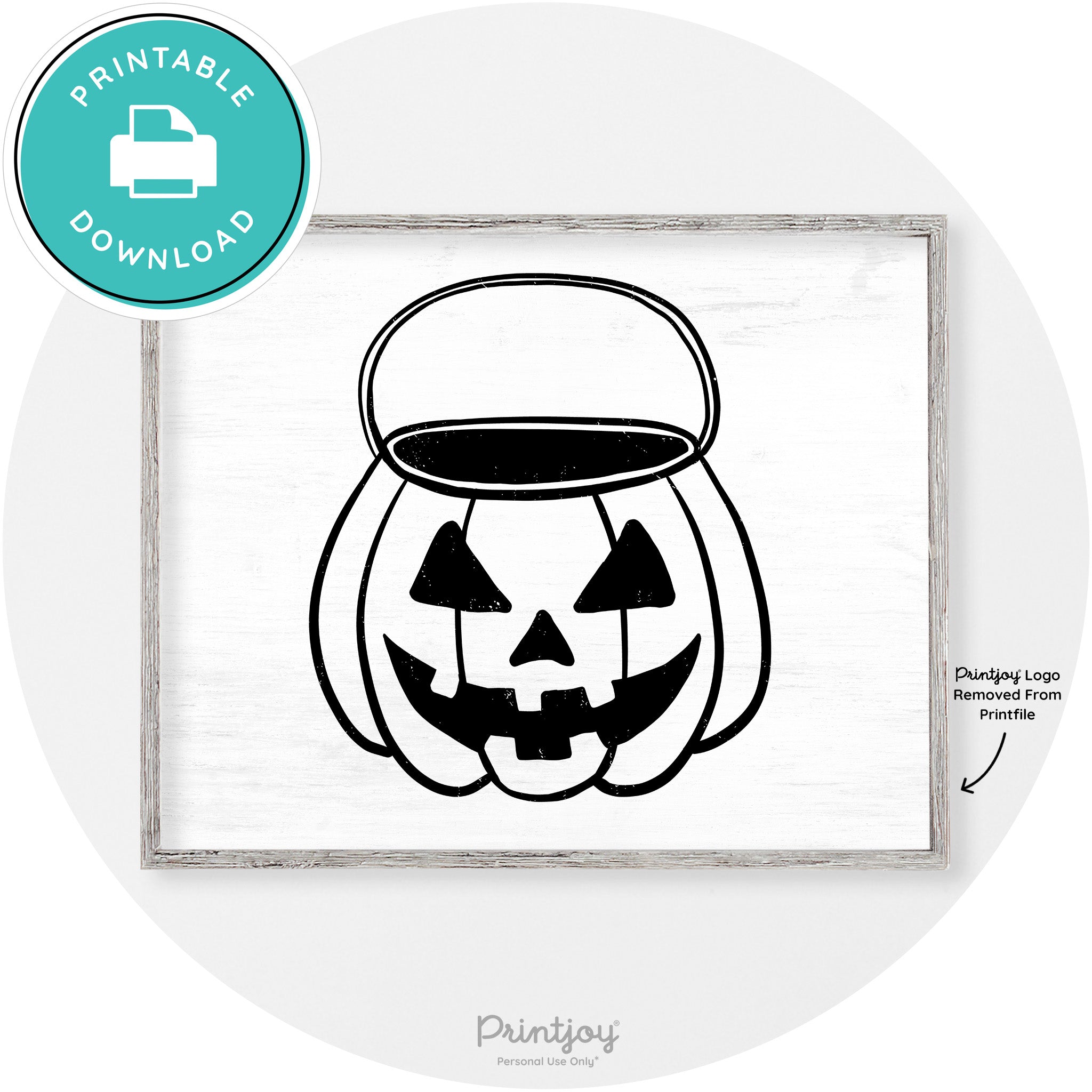 Jack O Lantern Treat Bucket Vintage Halloween Wall Art Free Printable - Printjoy