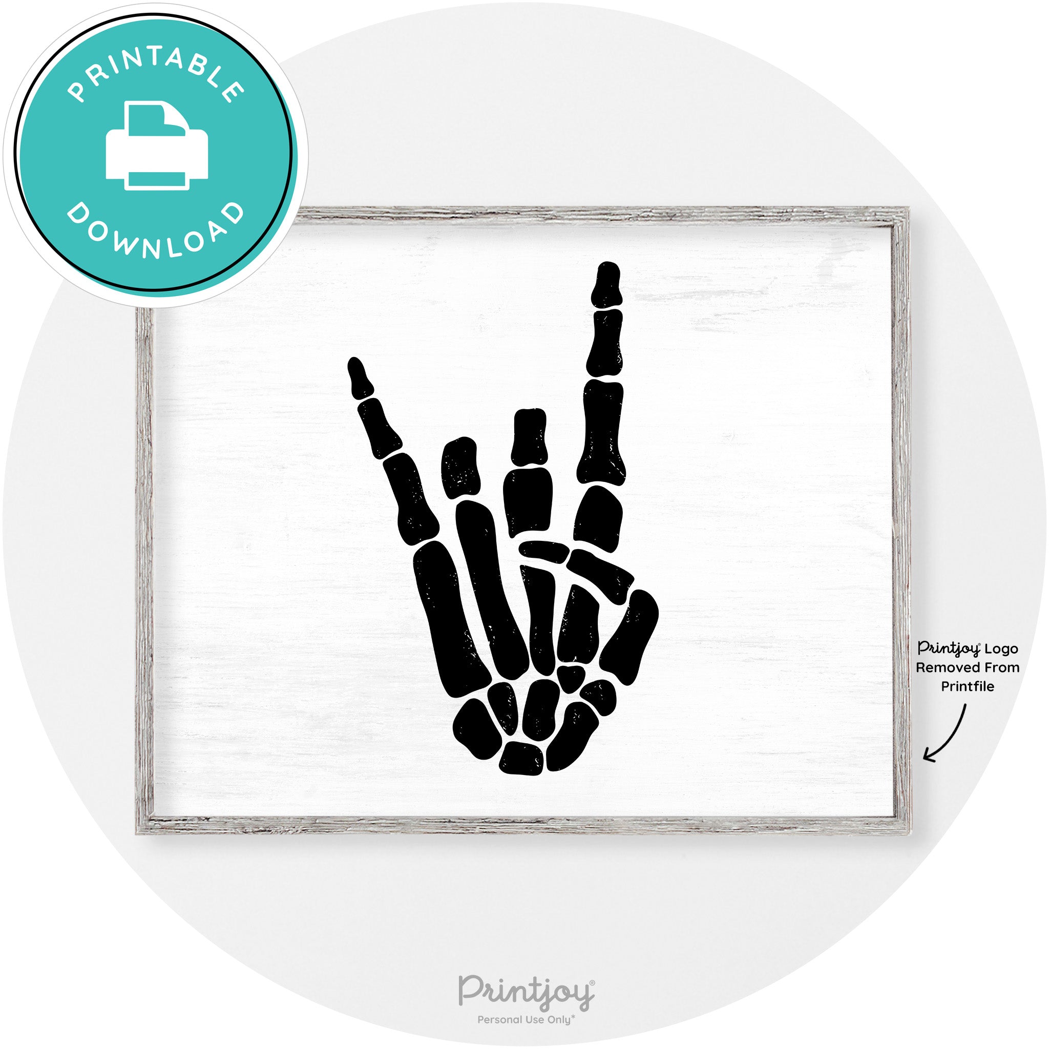 Skeleton Rock On Hand Bones Vintage Halloween Wall Art Free Printable - Printjoy