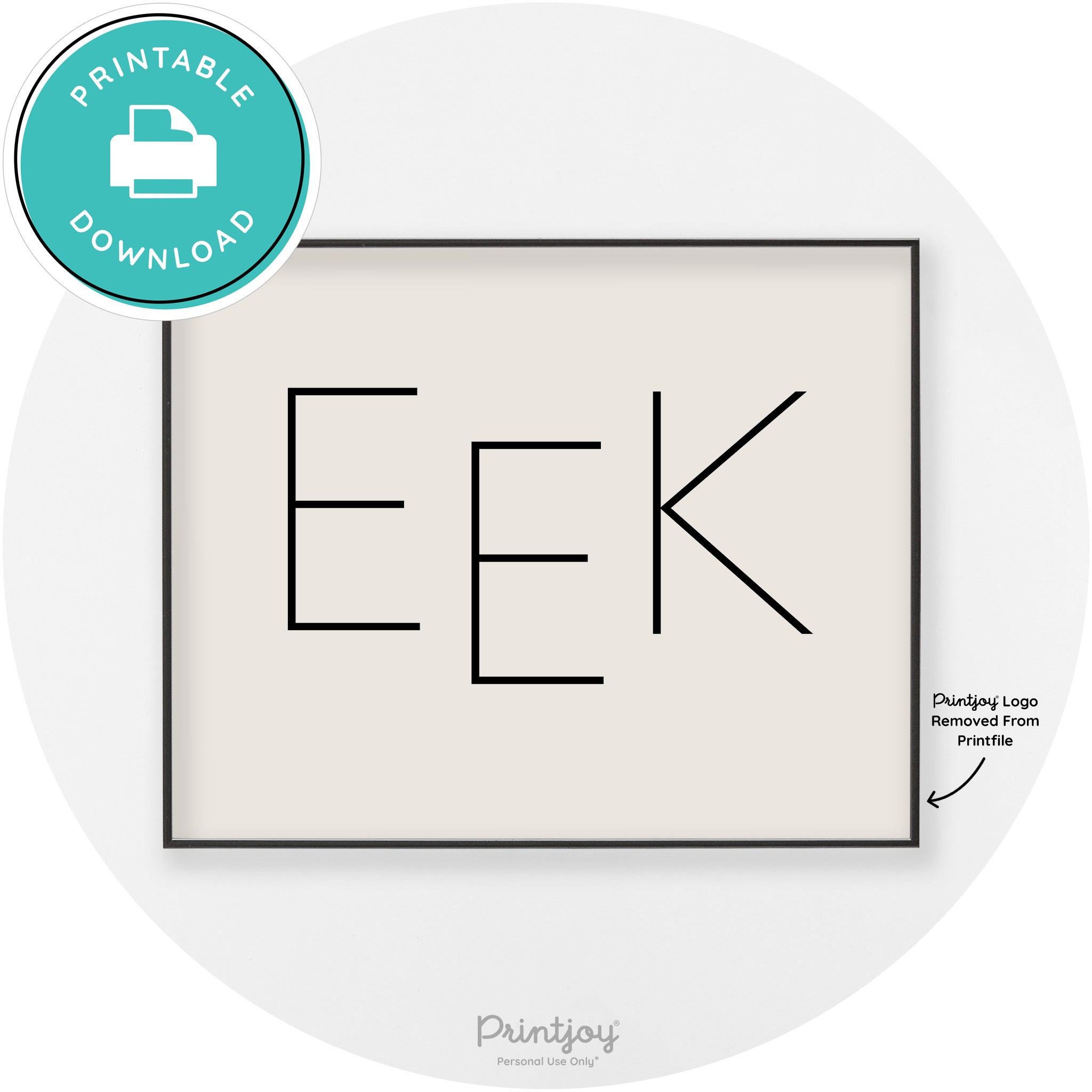 Eek Halloween Modern Chic Lettering Wall Art Decor Free Printable