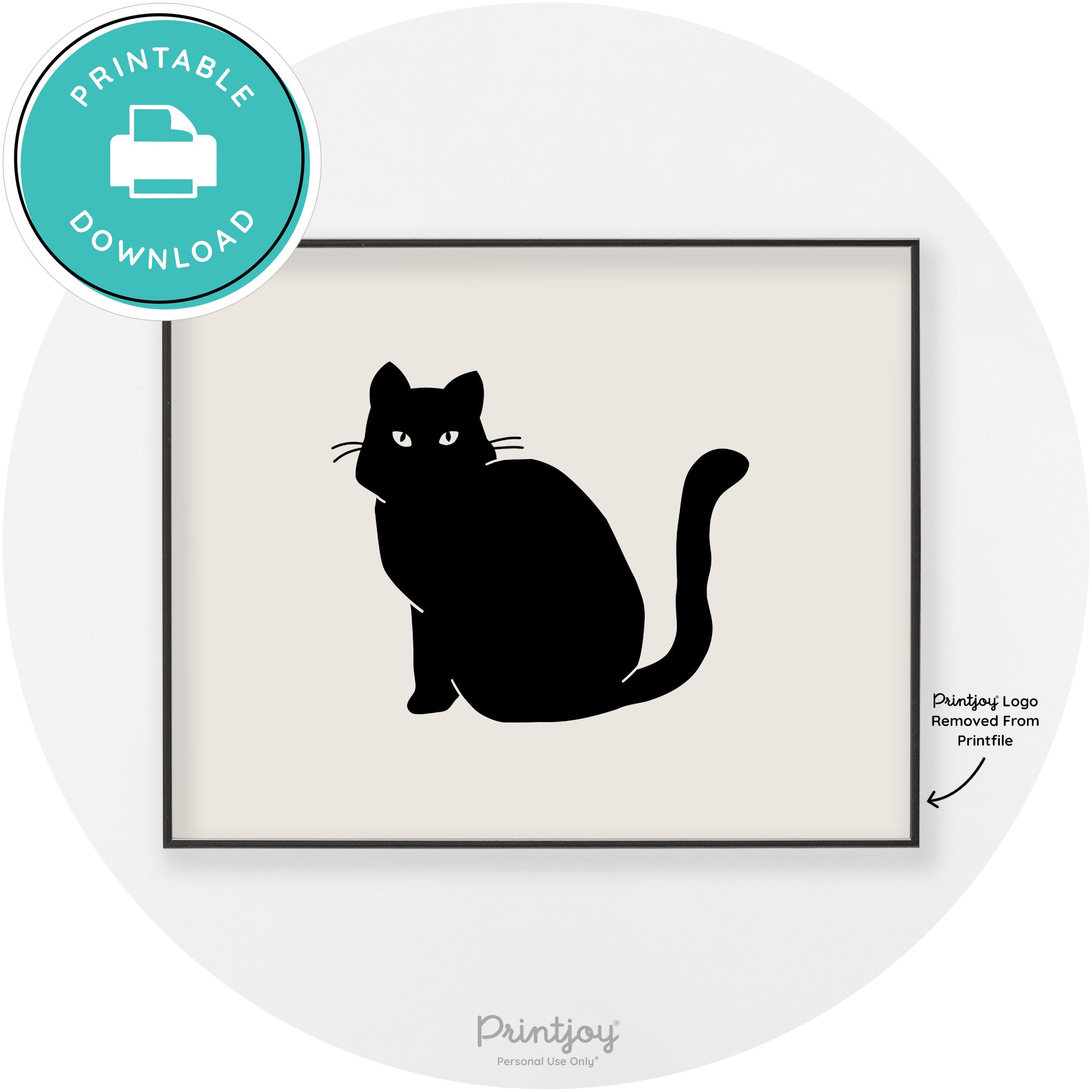 Halloween Spooky Cat Modern Chic Wall Art Decor Free Printable - Printjoy