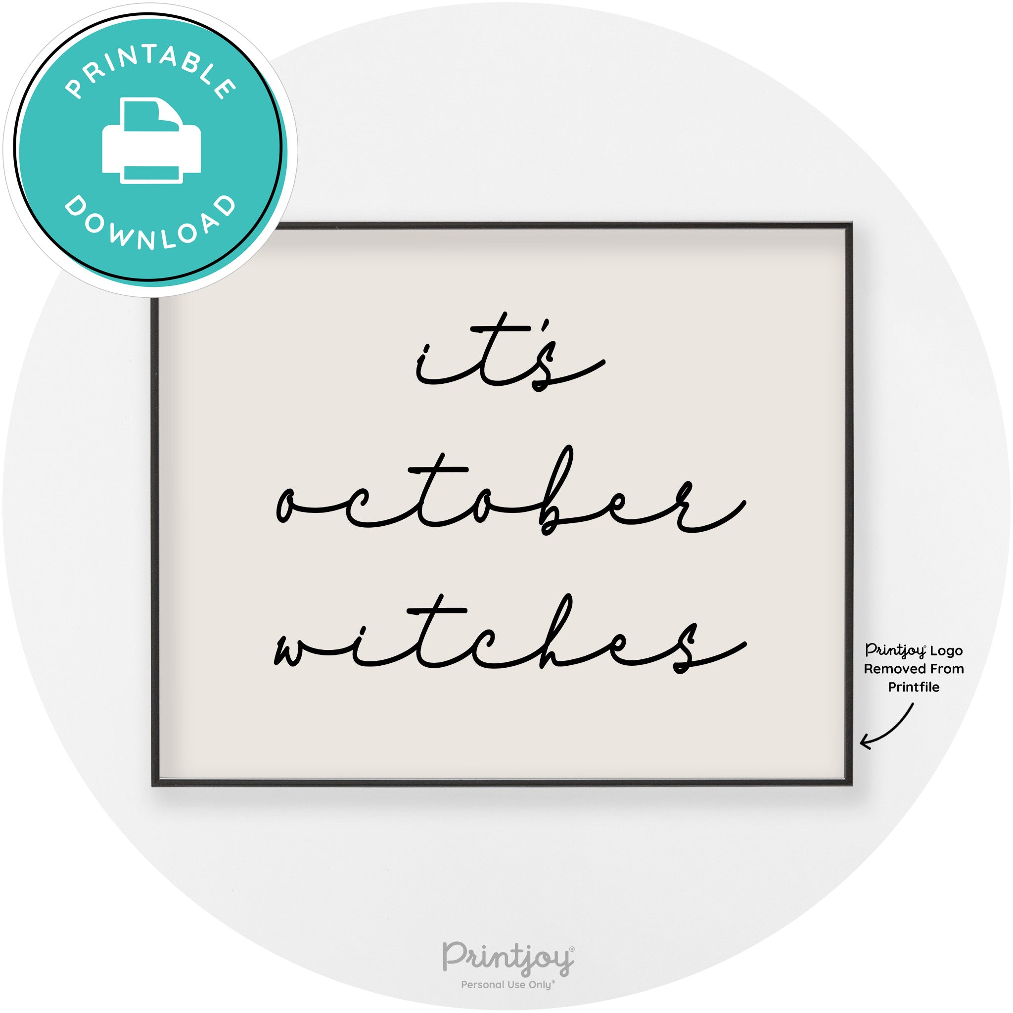It's October Witches Halloween Modern Chic Wall Art Free Printable