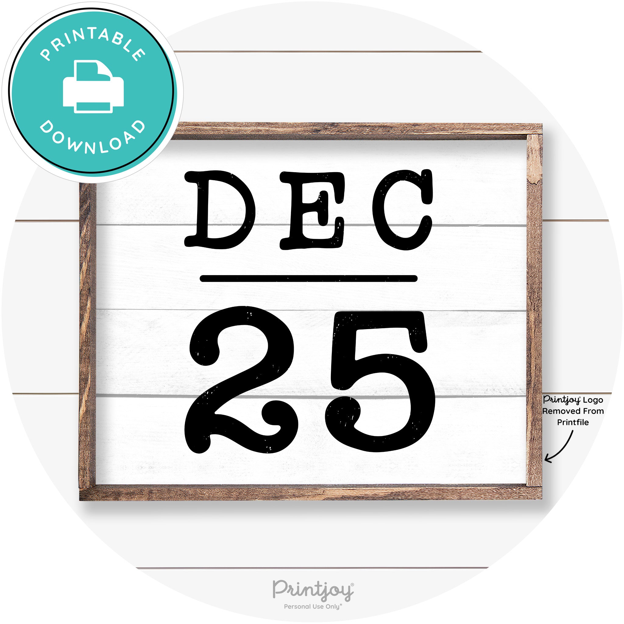 Dec 25 Christmas Rustic Farmhouse Wall Art Decor Free Printable
