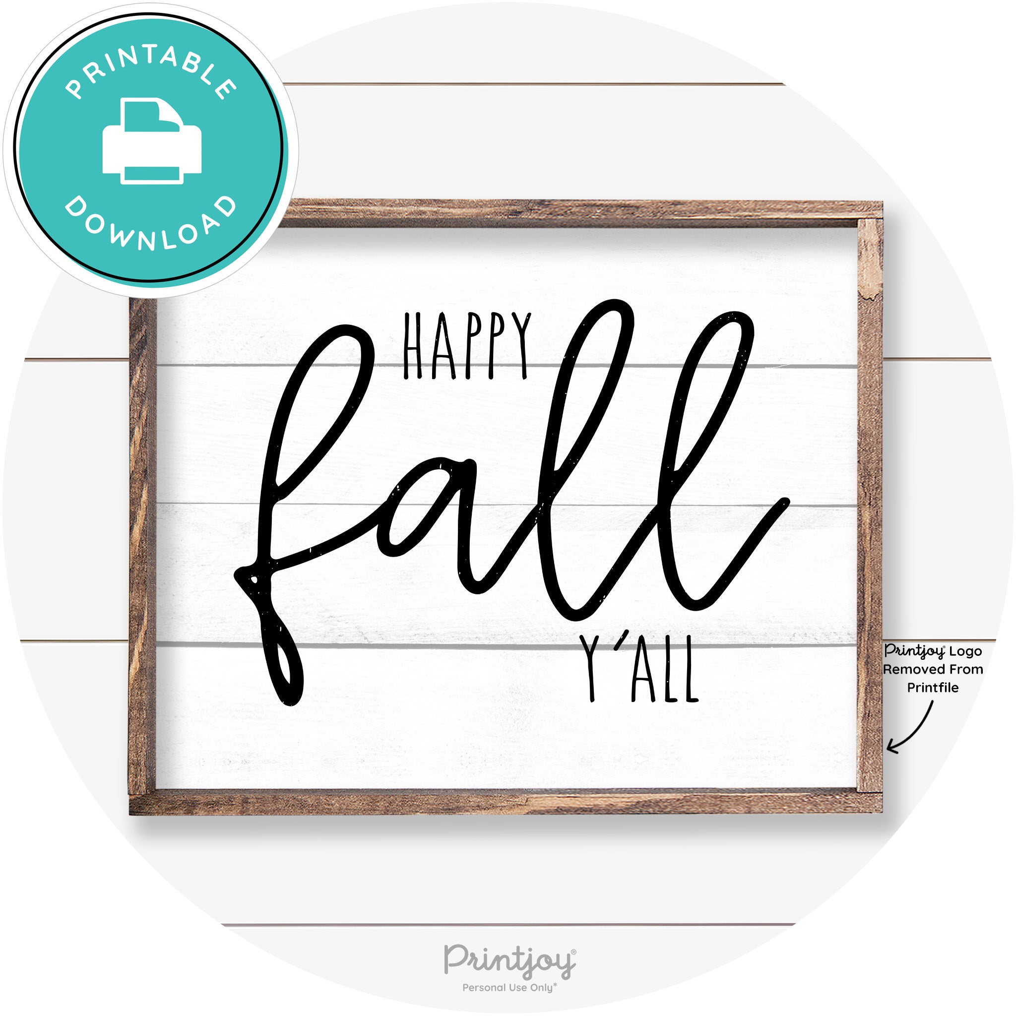 Happy Fall Y'all Cute Farmhouse Autumn Wall Art Decor Free Printable - Printjoy