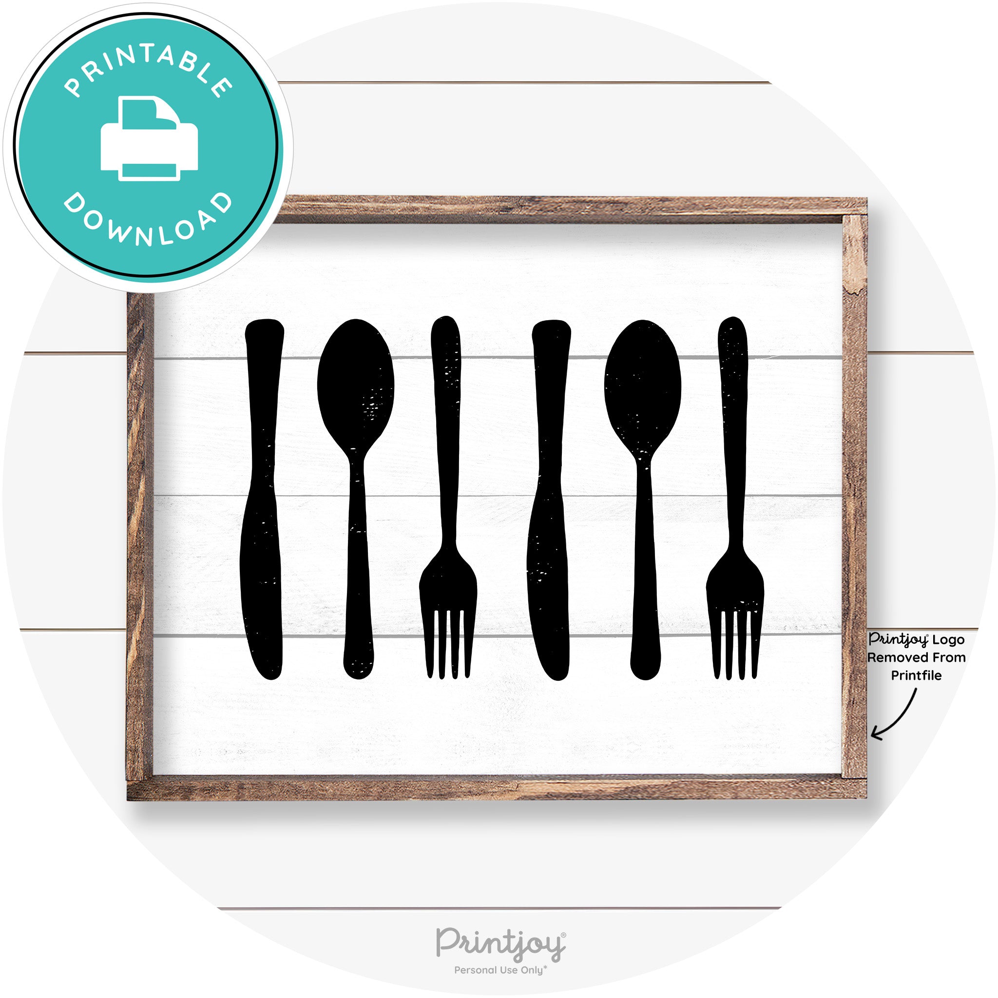 Fork Spoon Knife Pattern Farmhouse Kitchen Wall Art Free Printable