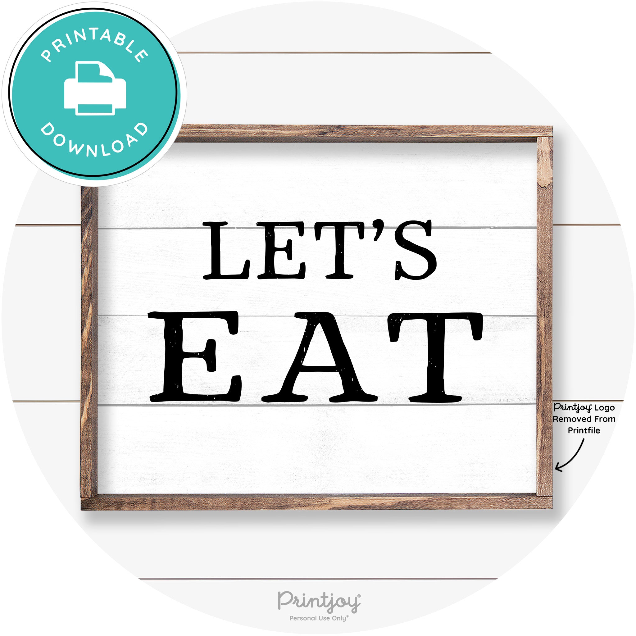 Let's Eat Kitchen Sign Rustic Farmhouse Wall Art Decor Free Printable