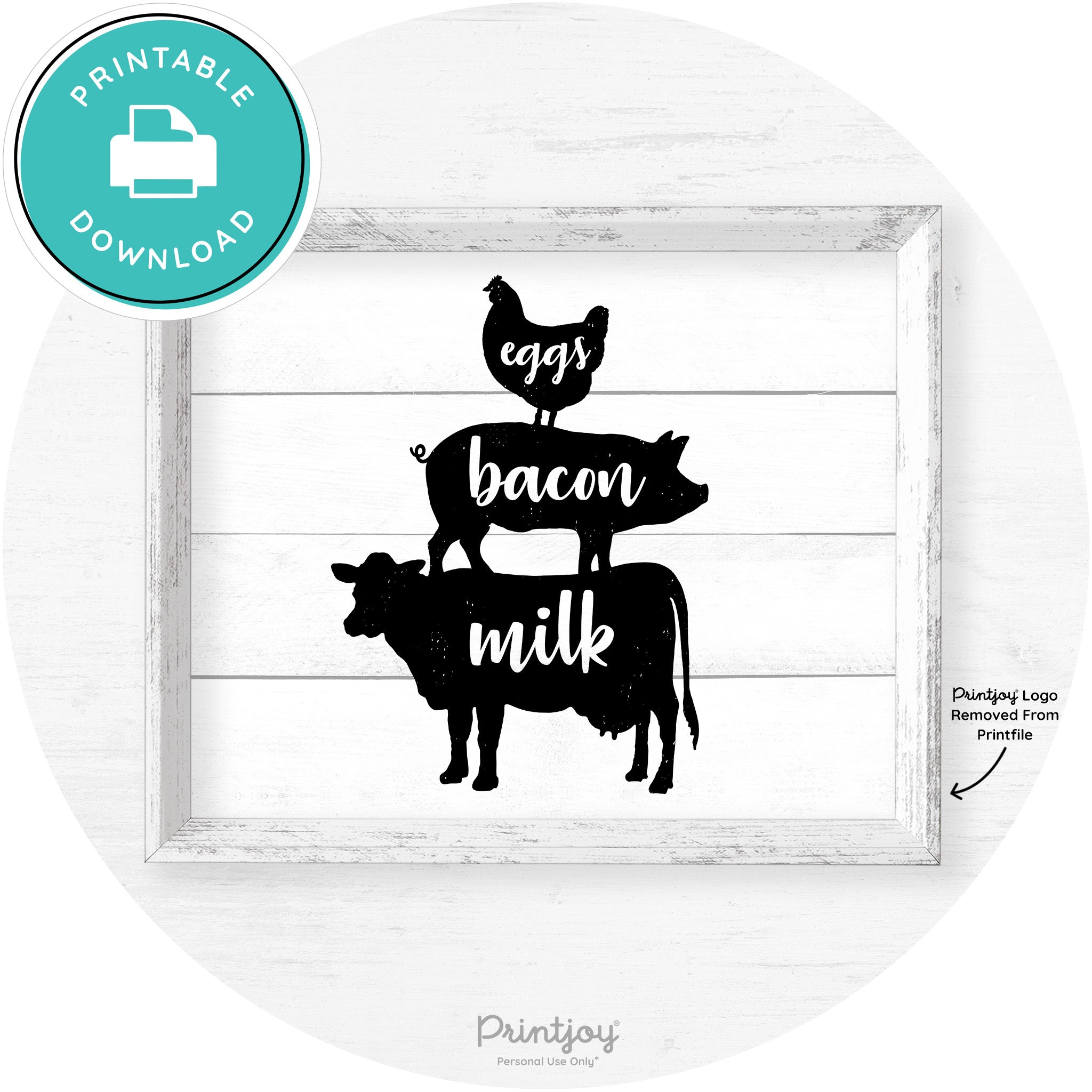 Stacked Farm Animals Eggs Bacon Milk Farmhouse Art Free Printable
